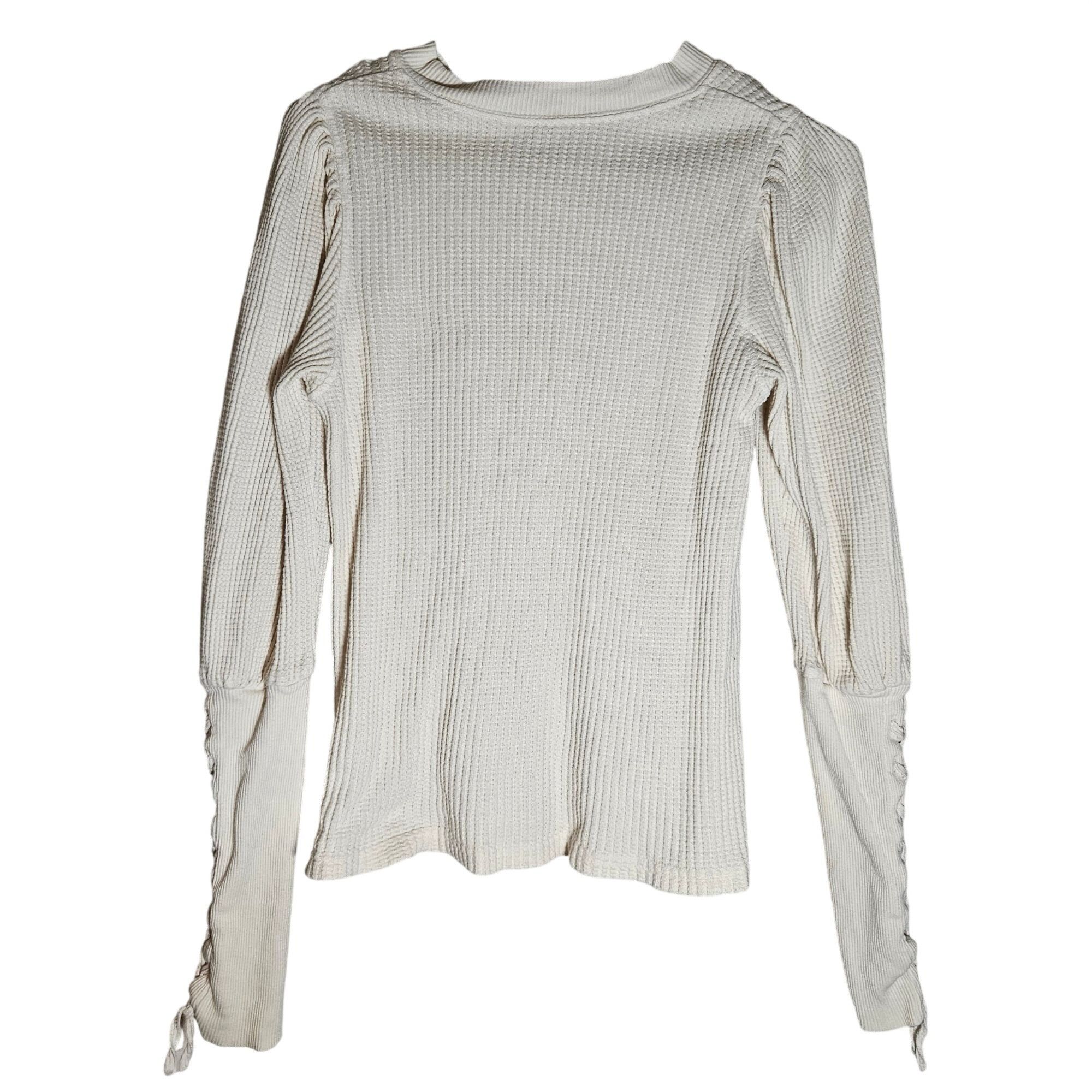 Free People Free People One White Waffle Knit Braided LS Top Small Boho Size S / US 4 / IT 40 - 7 Thumbnail