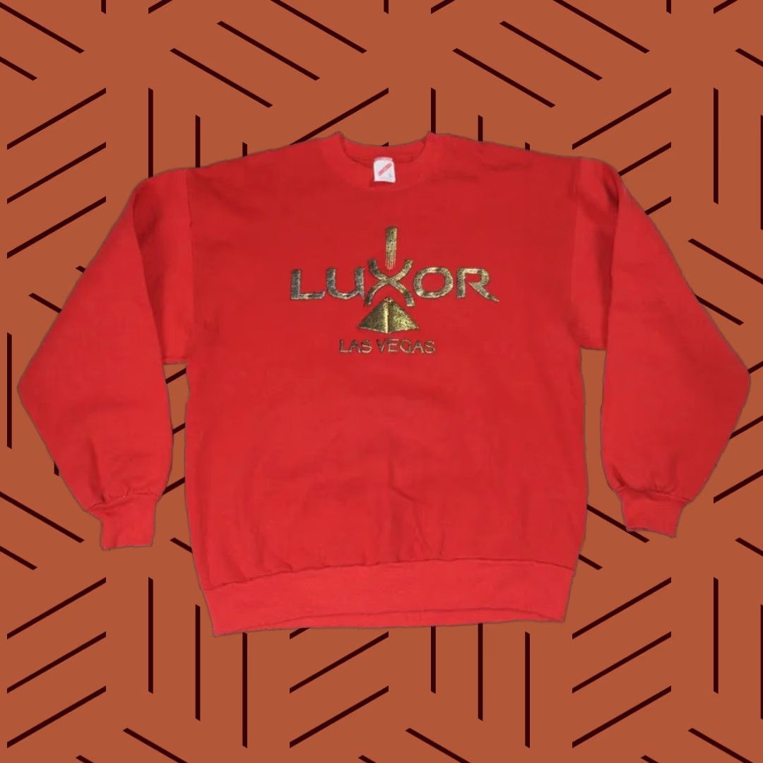 Jerzees VINTAGE 90S LUXOR LAX VEGAS CASINO PUFFY GOLD PRINT RED CREWNECK SWEATSHIRT L Size US L / EU 52-54 / 3 - 1 Thumbnail