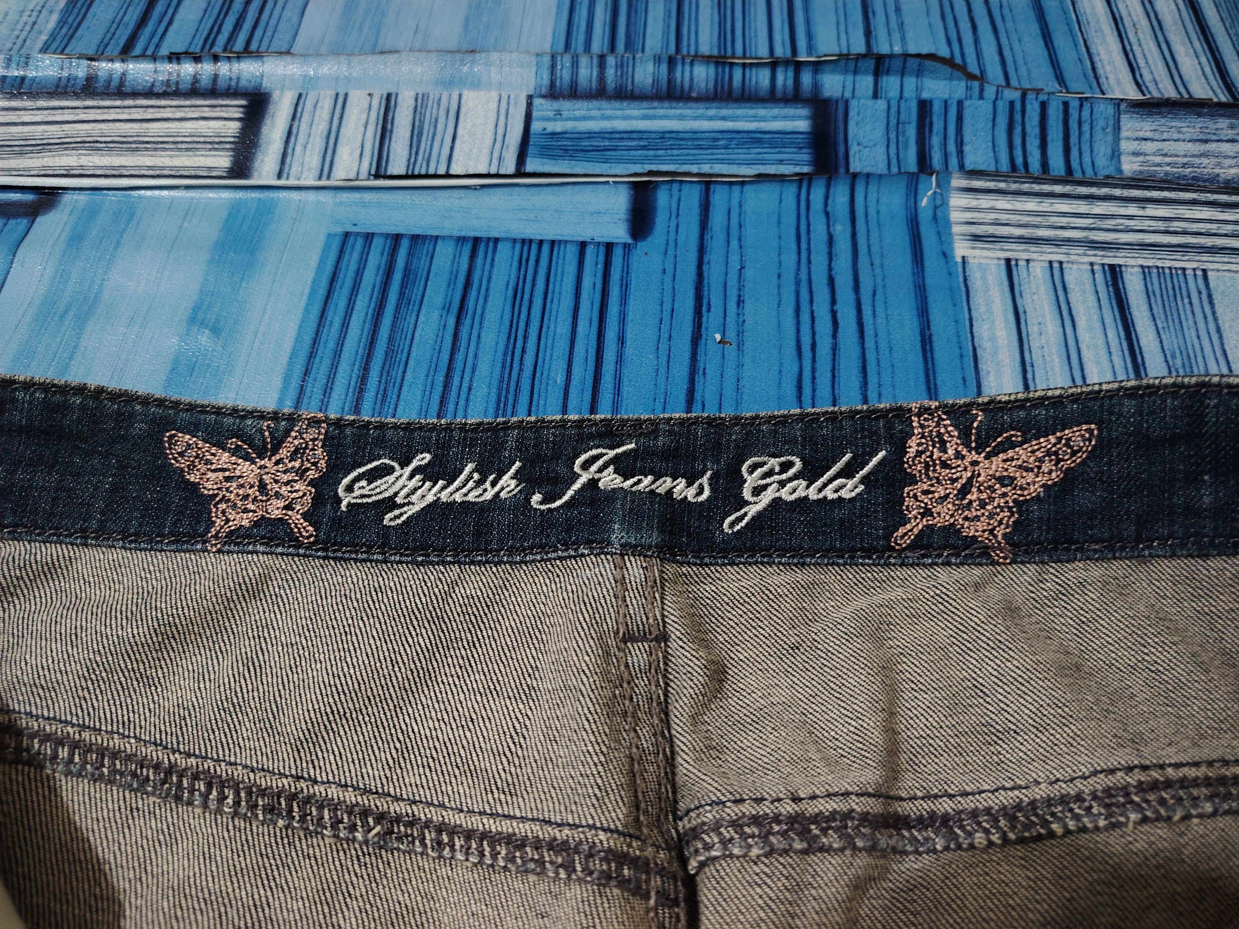 Who Decides War Japan Stylish Jeans Gold Bead Embroidered Flared jeans Twist Size US 32 / EU 48 - 8 Thumbnail