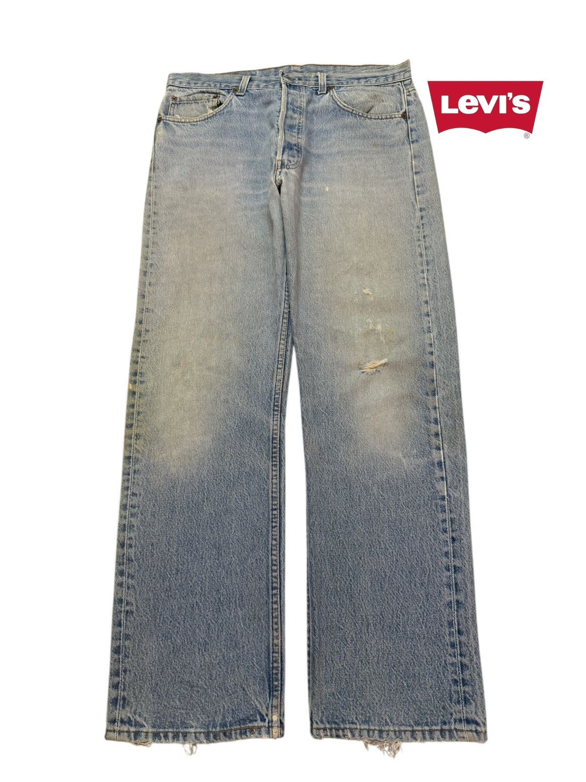 Levi's Vintage 80s Levis 501 Blue Mud Wash Distress Regular Fits Size US 33 - 1 Thumbnail