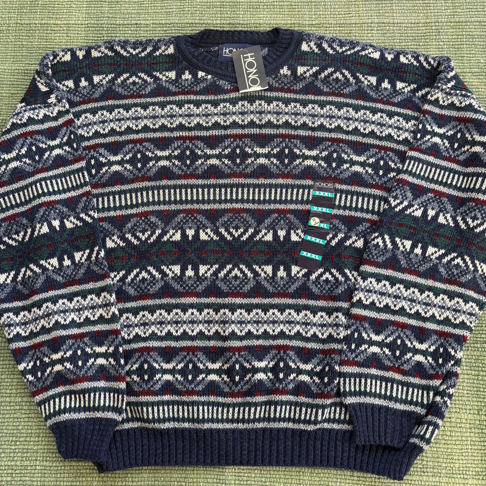 Vintage Deadstock Vintage Honors blue knit acrylic sweater XXXL Size US XXL / EU 58 / 5 - 1 Thumbnail