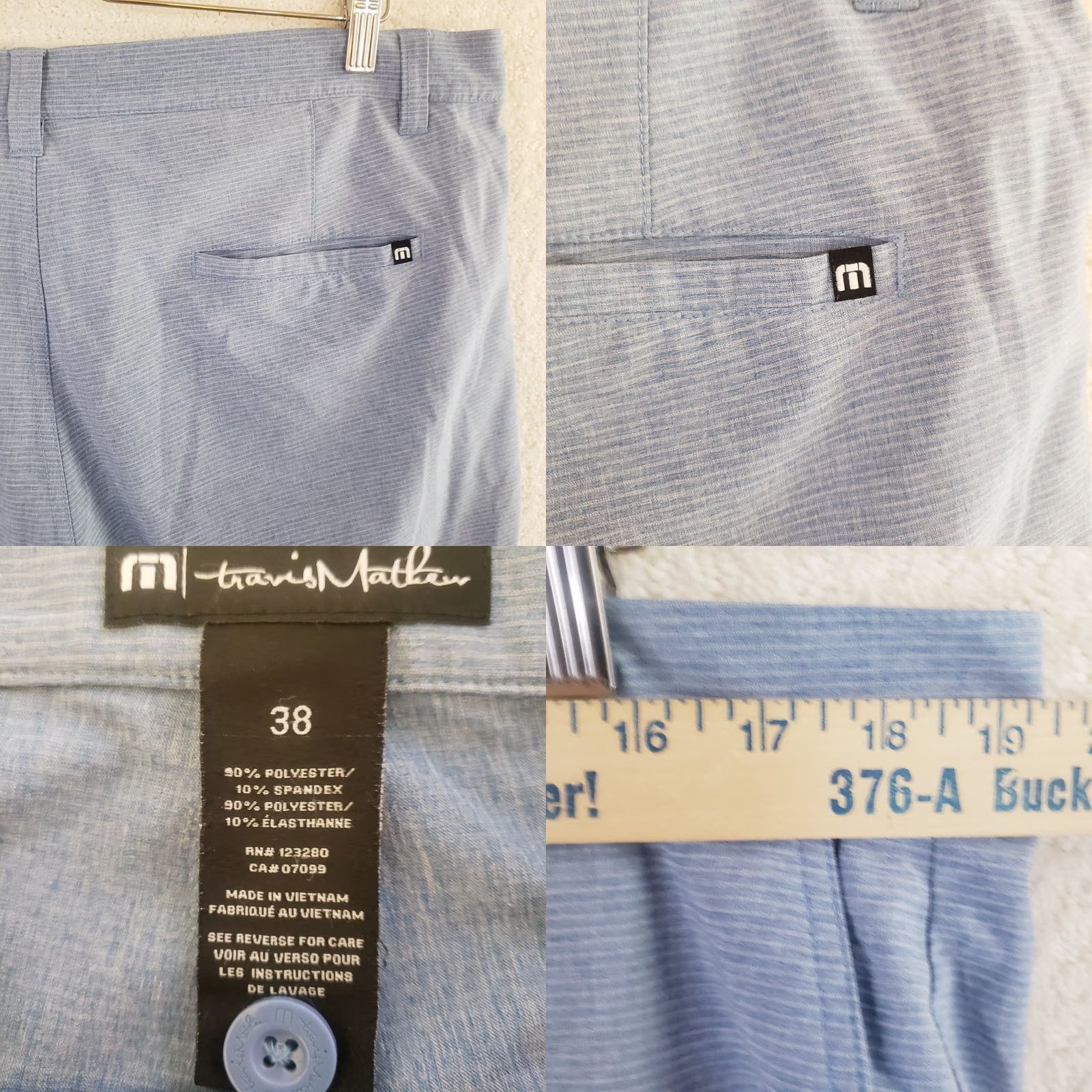 TravisMathew VINTAGE? No. Travis Mathew Shorts Mens 38x10 Blue Striped Golf Chino Performance Stretch Tech Size US 38 / EU 54 - 8 Thumbnail