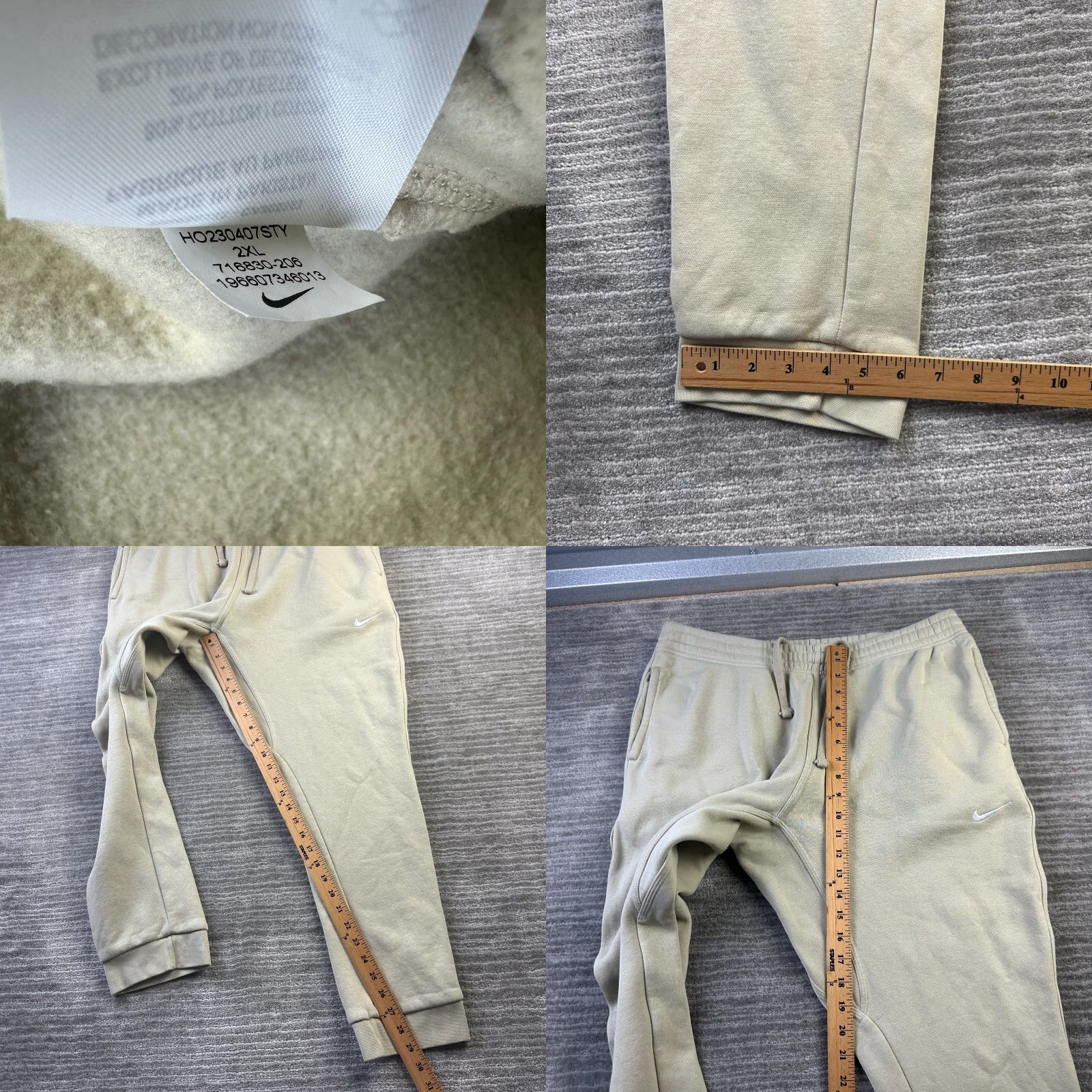 Nike Nike Pants Mens 2XL XXL Beige Tan Club Fleece Joggers Sweatpants Pockets Logo Size US 39 - 8 Thumbnail