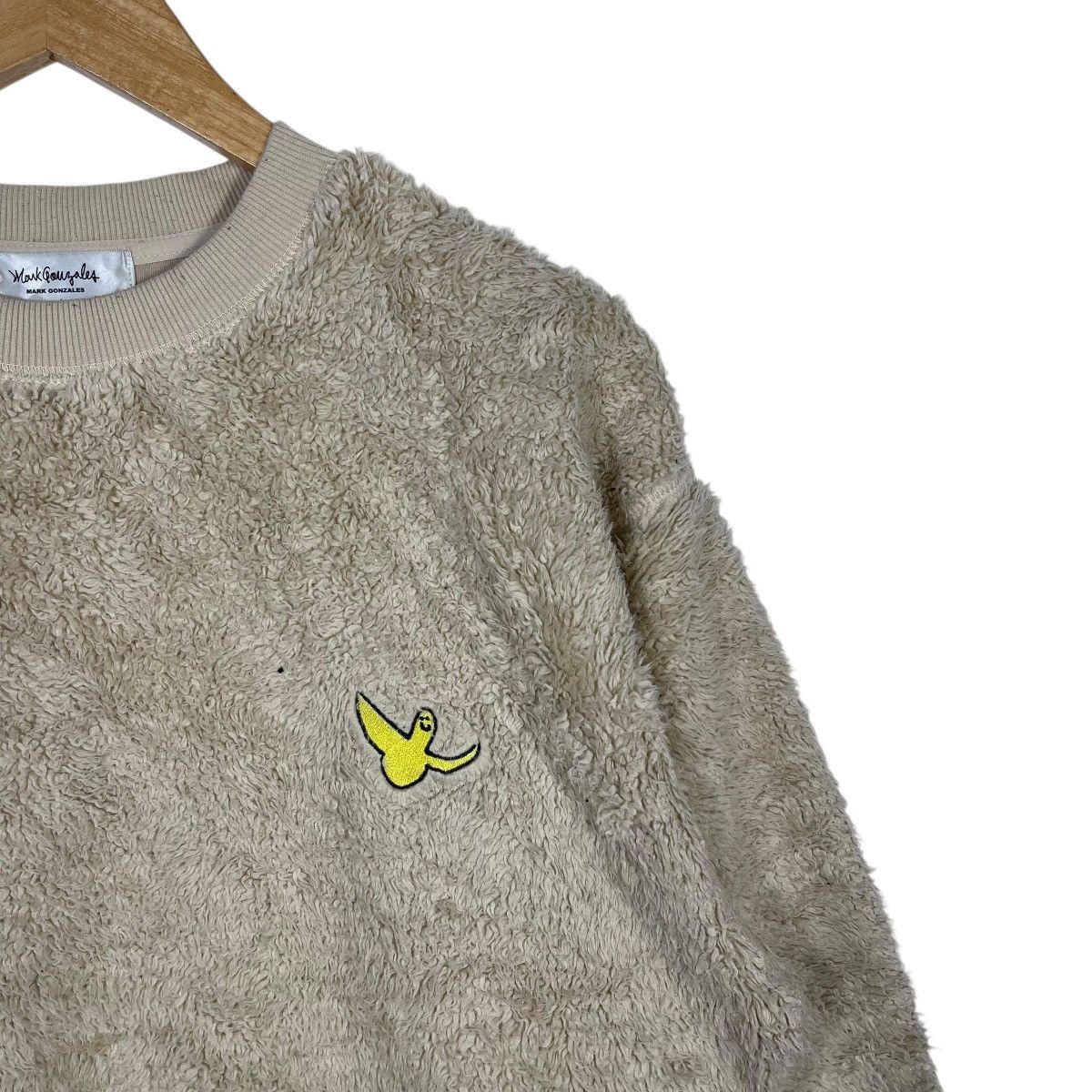 Vintage Mark Gonzales Beige Sherpa Fleece Sweatshirt Angel Patch Size US M / EU 48-50 / 2 - 5 Thumbnail