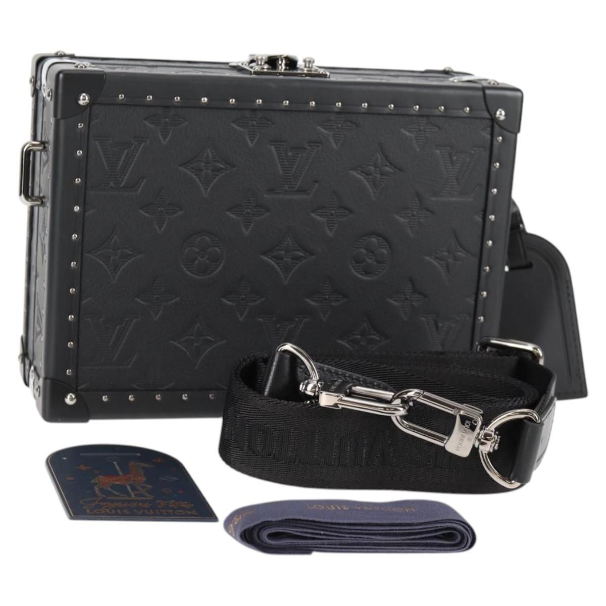LOUIS VUITTON Monogram Shadow Clutch box Clutch Bag Black M12876