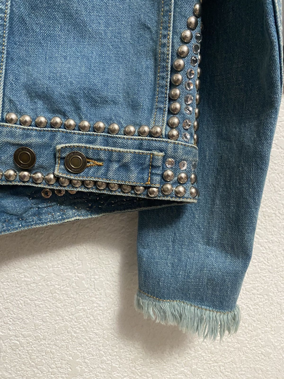 Saint Laurent Paris Saint Laurent Paris SS16 Denim Studded Crystal Jacket Size US S / EU 44-46 / 1 - 4 Thumbnail