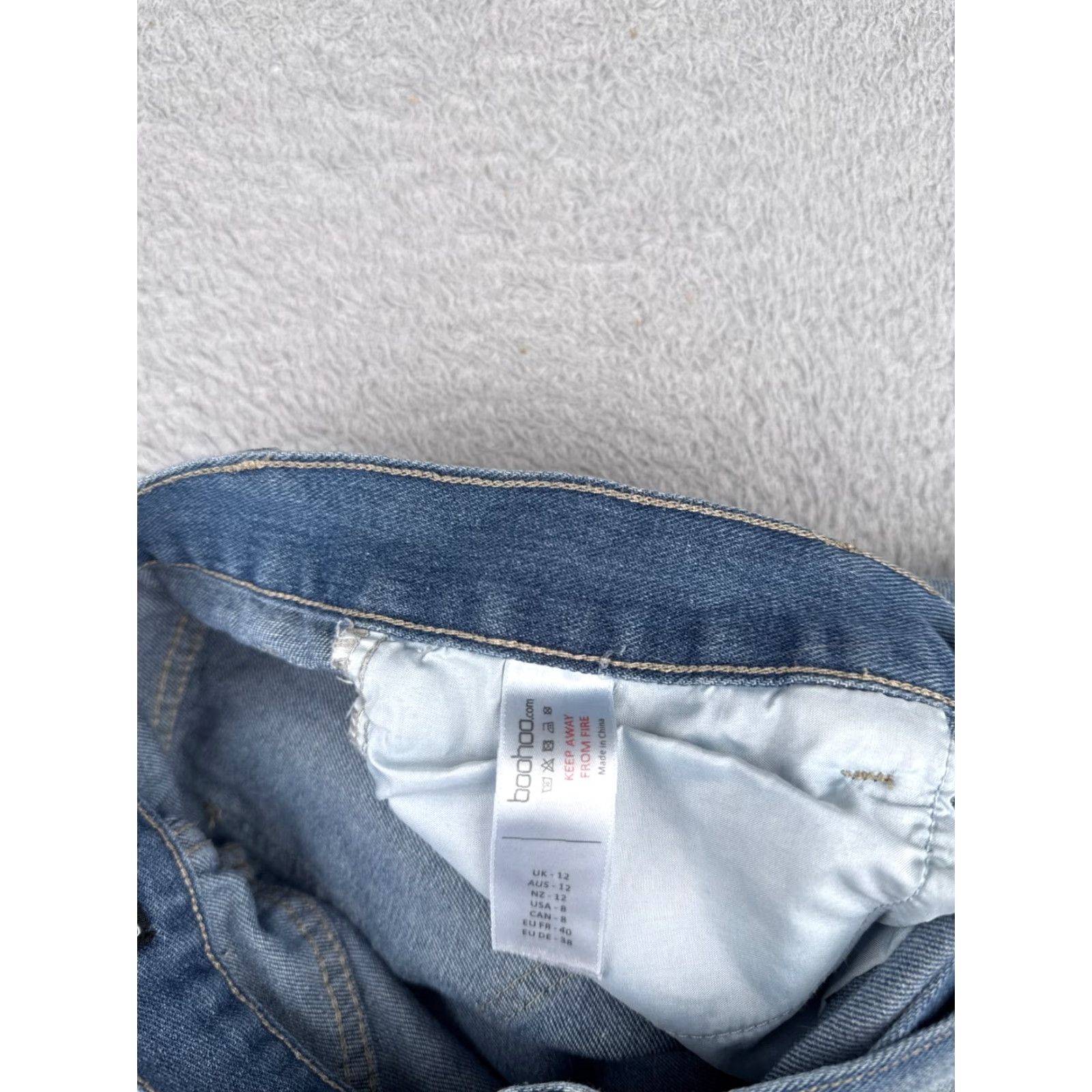 Boohoo Boohoo Women's 8 Blue High Rise Wide Leg Jeans 28x32 Denim Flared Distressed Size 30" / US 8 / IT 44 - 7 Thumbnail