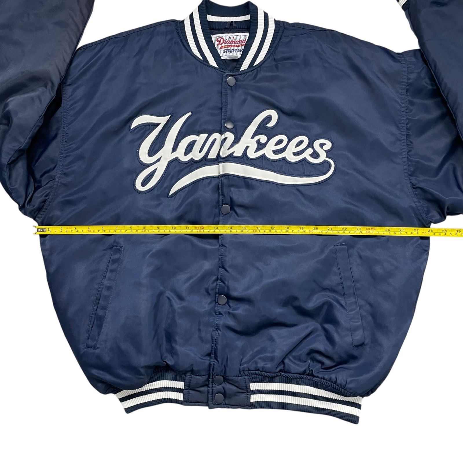 MLB VTG 90s NEW YORK YANKEES STARTER SATIN BOMBER JACKET NAVY Size US XL / EU 56 / 4 - 11 Thumbnail