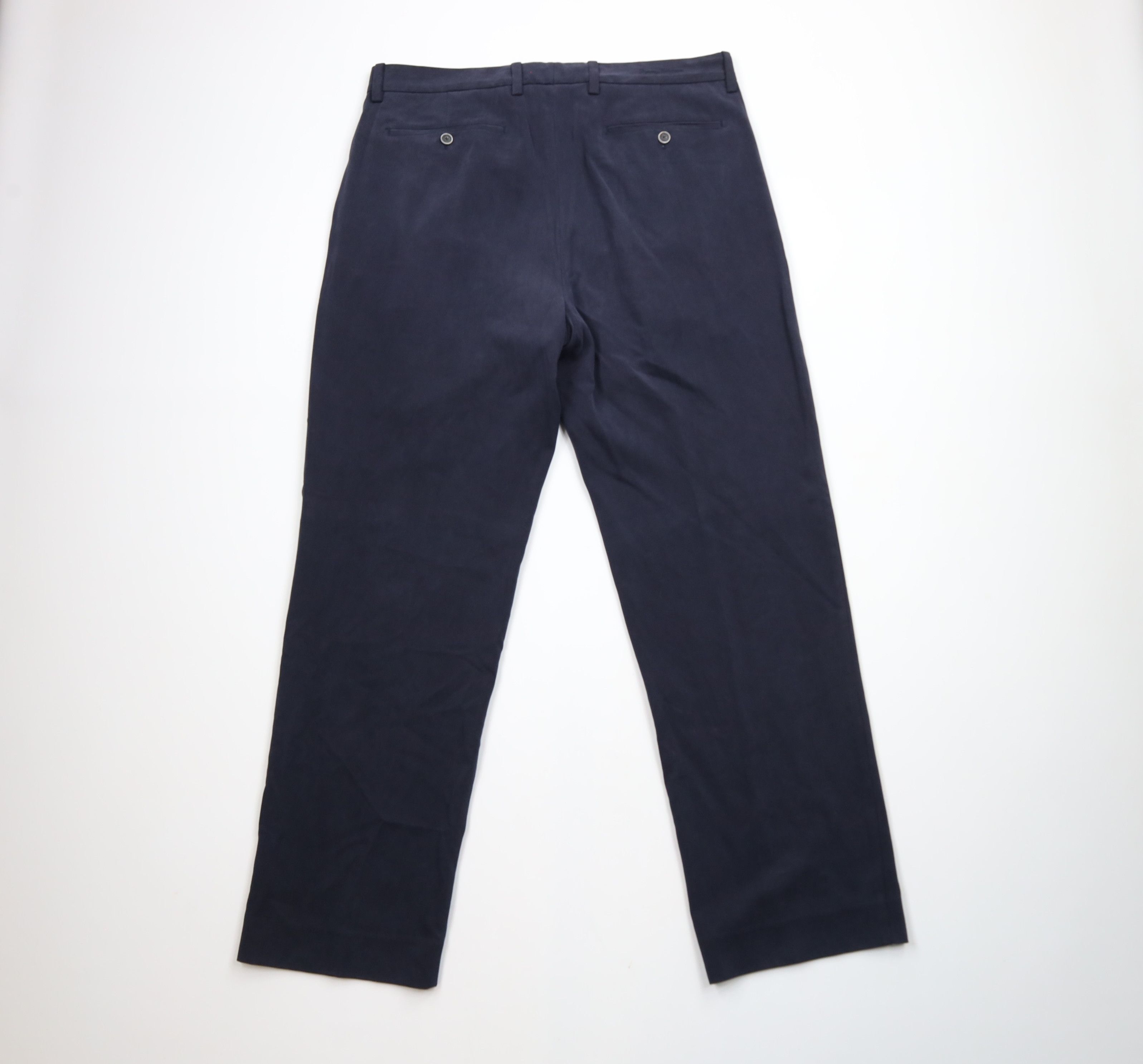 Tommy Bahama × Vintage Vintage Tommy Bahama Wide Leg Silk Blend Chino Pants Blue Size US 36 / EU 52 - 9 Thumbnail