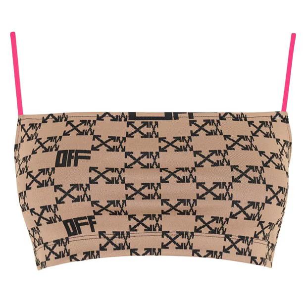 Off-White o1g2r1mq1224 Monogram Crop Top in Brown & Black Size XS / US 0-2 / IT 36-38 - 1 Thumbnail