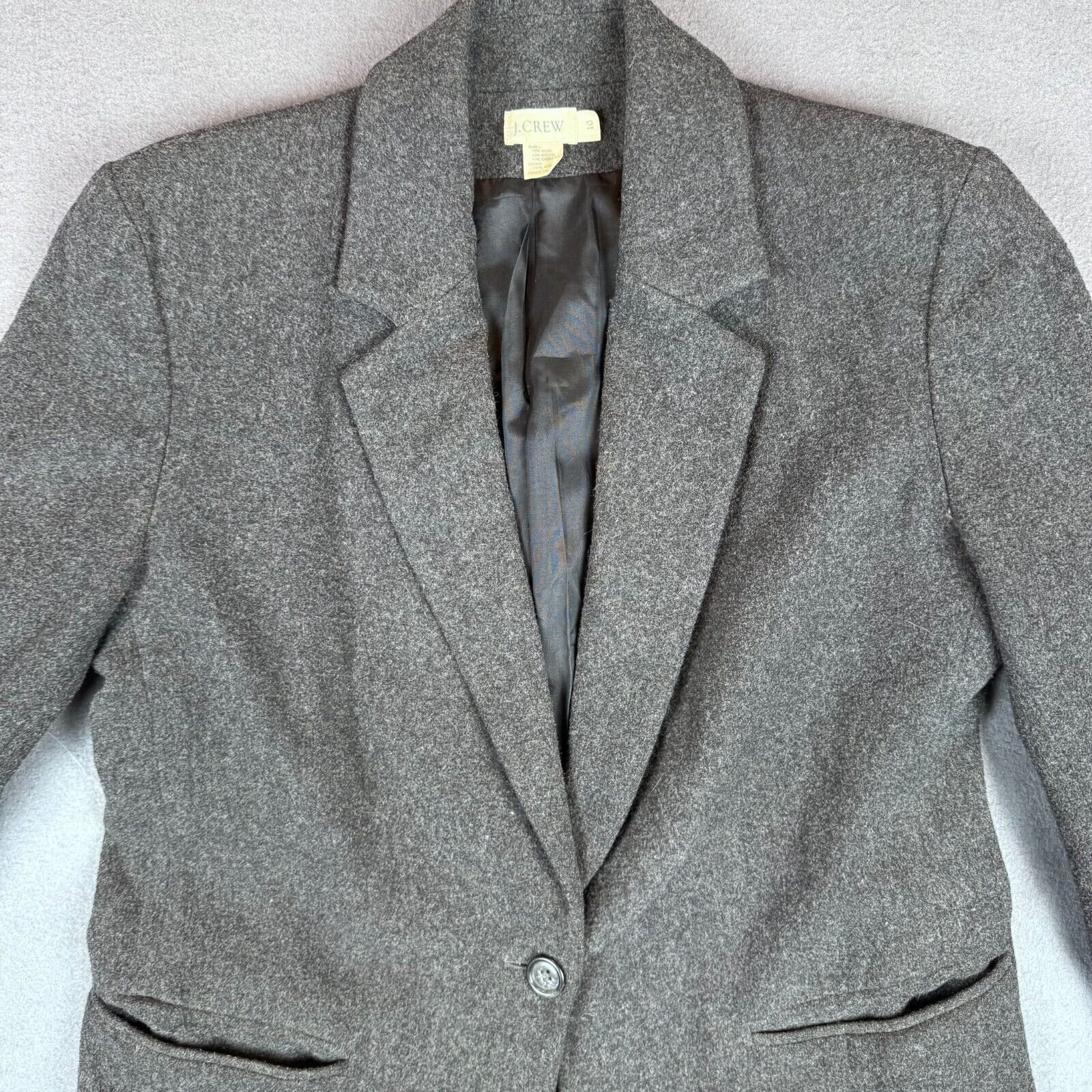 Crew Blazer Womens Size 10 Gray Made in USA Wool Cashmere
