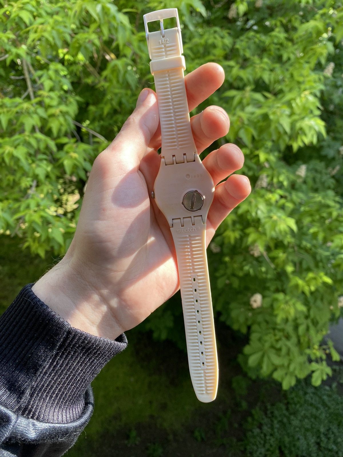Japanese Brand × Jewelry × Vintage Vintage Swatch Watch White Strap Date Window 40mm Size ONE SIZE - 10 Thumbnail
