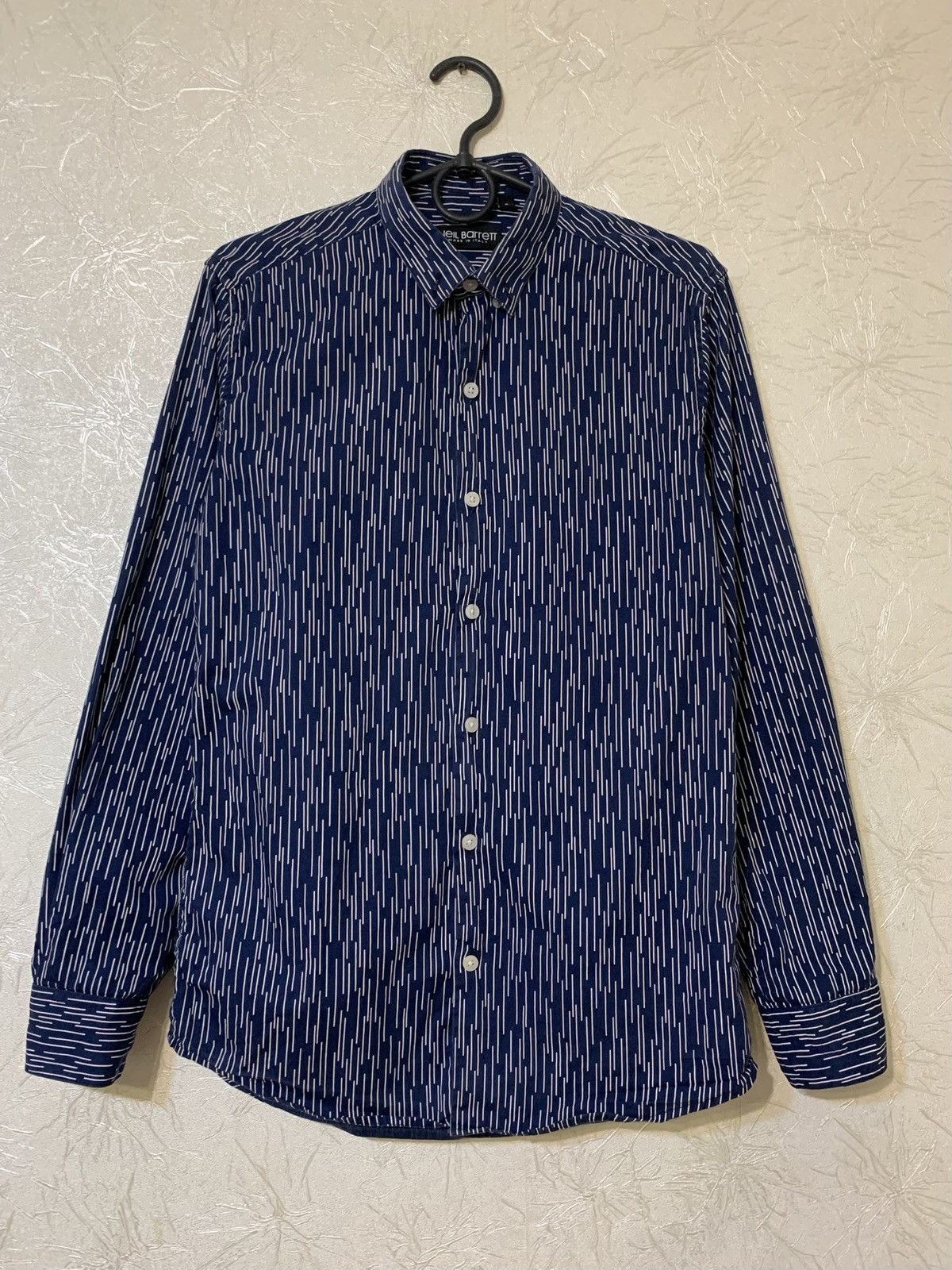Neil Barrett Men’s Blue Shirt Button Up Made in Italy