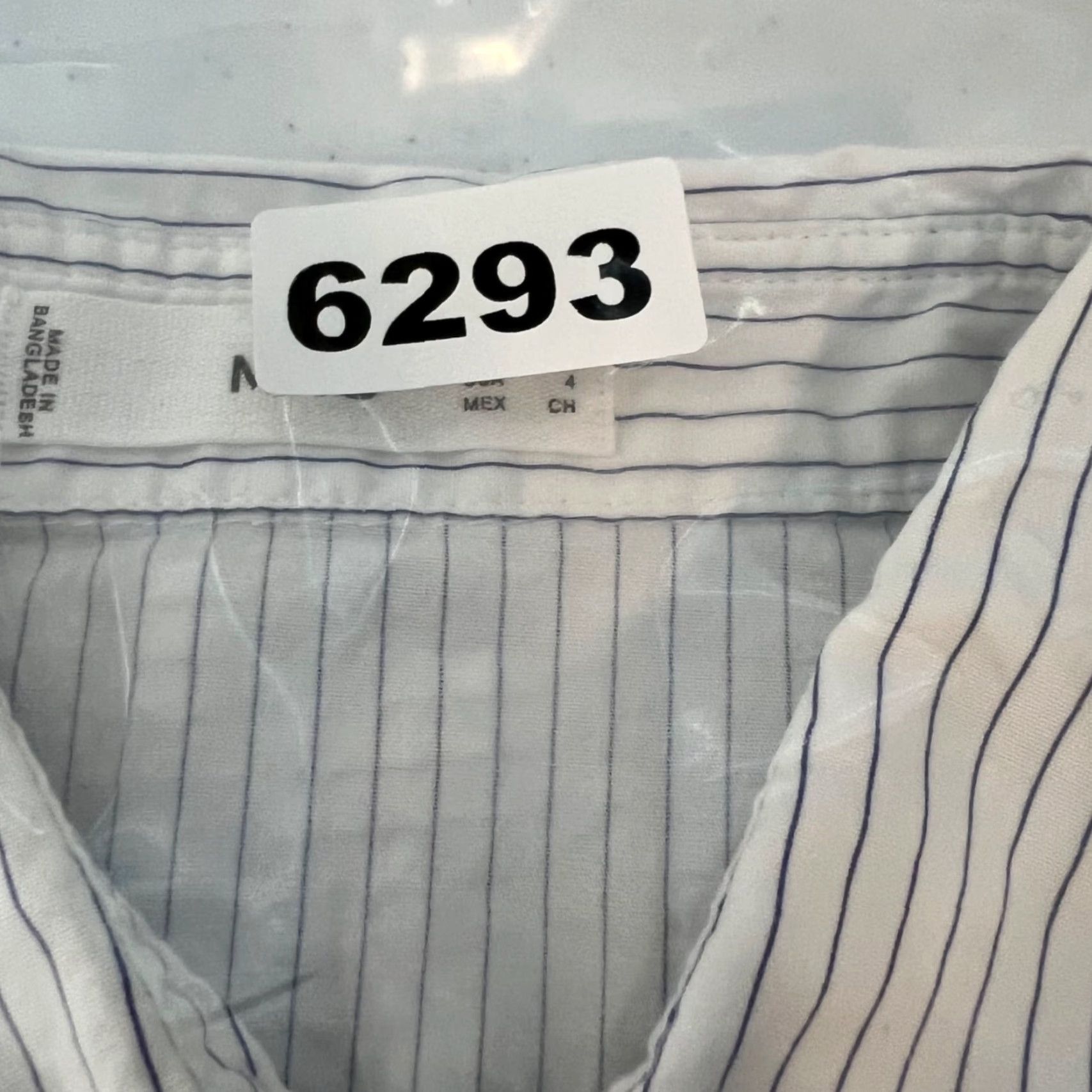 Mango Mango White & Blue Striped Button-Up Long Sleeve Collared Shirt Womens 4 Casual Cotton Elastane Pocketed Shirt Size S / US 4 / IT 40 - 7 Thumbnail