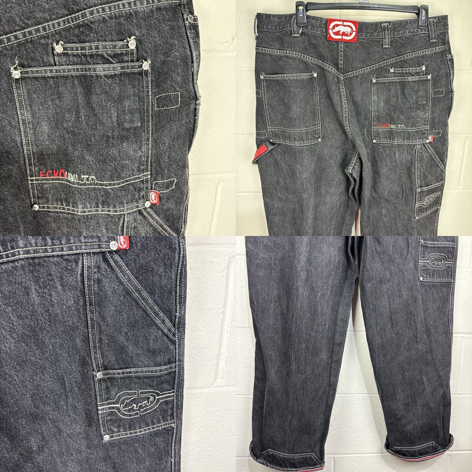 Ecko Unltd. VINTAGE Ecko Unltd Jeans Men 42X34 Black Denim Baggy 90s Hip Hop Skater Loot Jeans Mens Size 42 Size US 42 / EU 58 - 10 Thumbnail