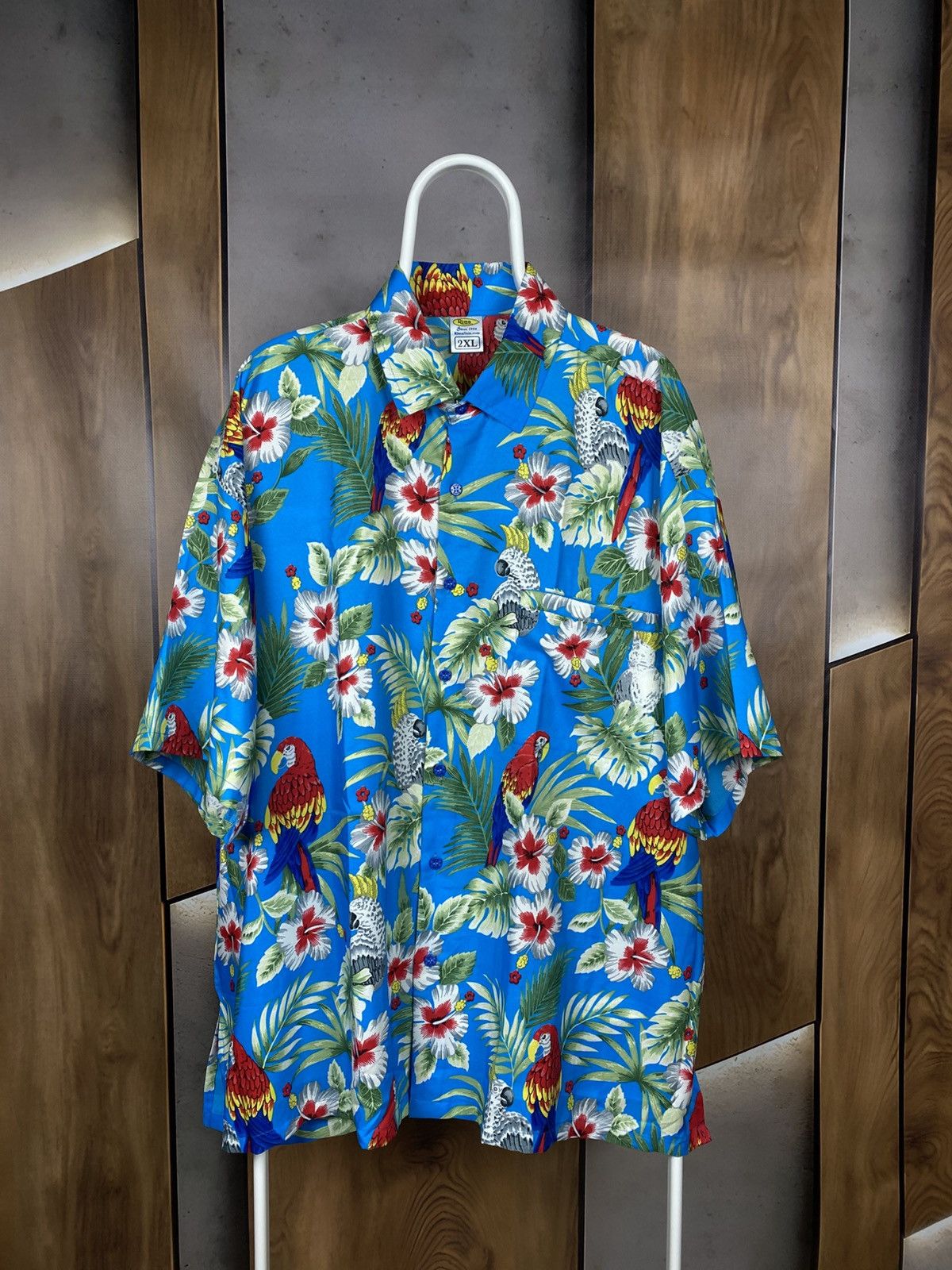 Vintage 🌊Vintage 90s Shirt Short Sleeve Parrot Hawaiian Overprint🌊 Size US XL / EU 56 / 4 - 1 Thumbnail