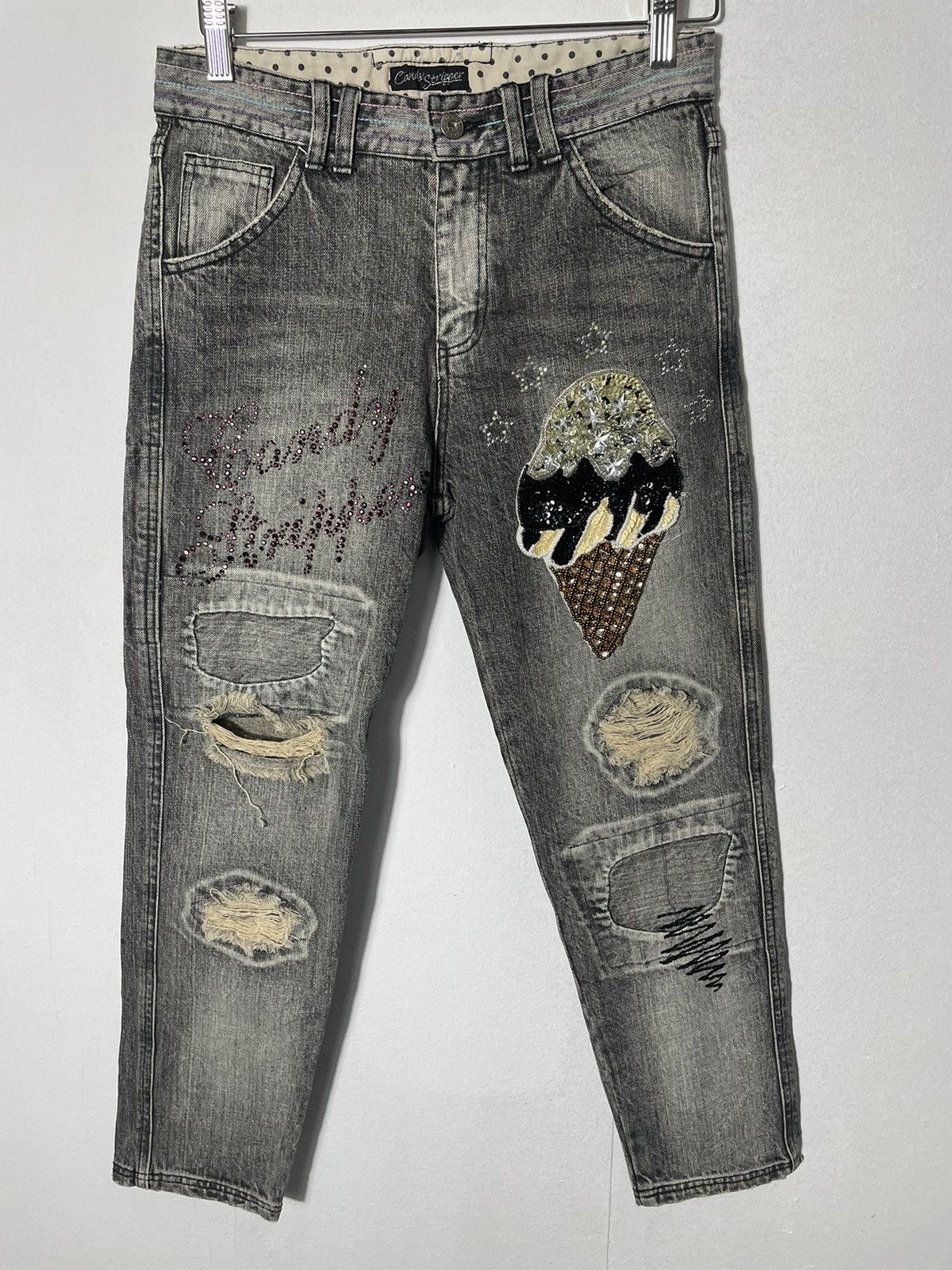 Japanese Brand Candy Stripper Art Design Jeans Rare Size US 29 - 2 Thumbnail