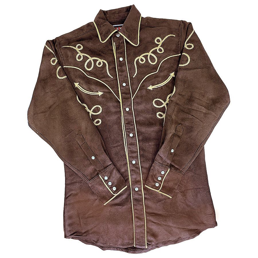 Other Brooks & Dunn Brown Microsuede Shirt w Yellow Rope Trim Size US S / EU 44-46 / 1 - 2 Thumbnail
