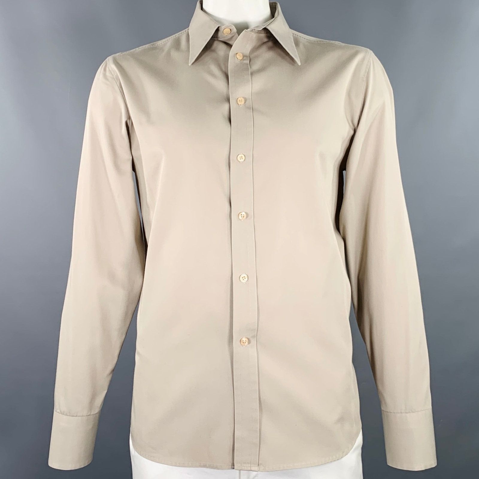 J.Lindeberg Size XL Grey Cotton Blend Accent Stripe Long Sleeve Shirt Size US XL / EU 56 / 4 - 1 Thumbnail