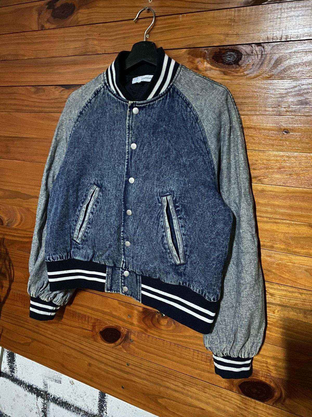 Japanese Brand Junior Sweet Anti Babys Varsity Jacket Denim Bomber by WEGO Size M / US 6-8 / IT 42-44 - 4 Thumbnail