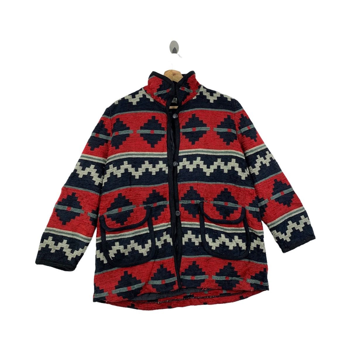 Japanese Brand × Vintage Vintage VISUTOSU Aztec Navajo Native Design Wool Coat Jacket Size M / US 6-8 / IT 42-44 - 4 Thumbnail