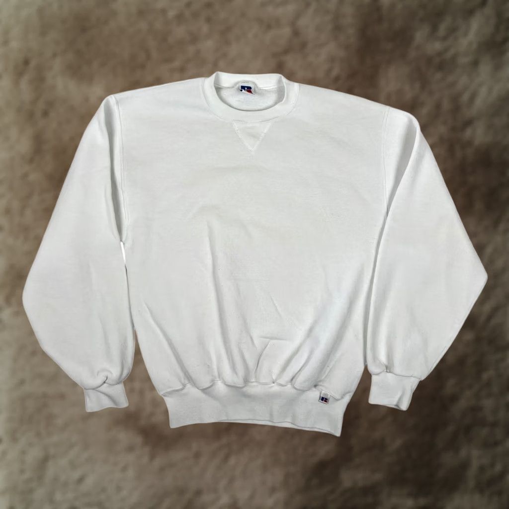 Russell Athletic VINTAGE Russell Athletic Sweatshirt Mens M White Fleece Pullover Crew Neck 90s Mexico Made Size US M / EU 48-50 / 2 - 1 Thumbnail