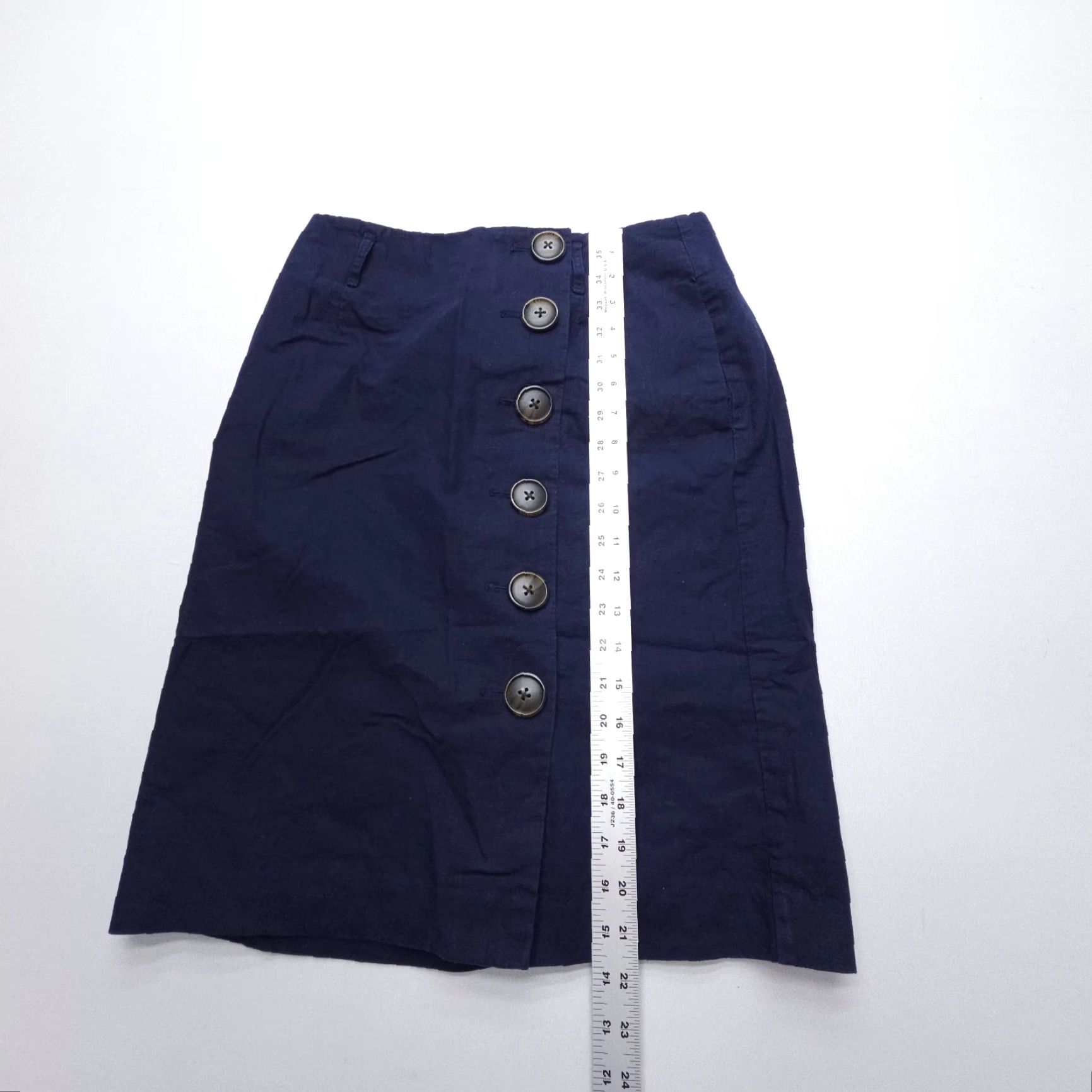 Boden Boden Blue Linen Cotton Button Front Skirt Womens 6 Short Casual Preppy Size 28" / US 6 / IT 42 - 4 Thumbnail