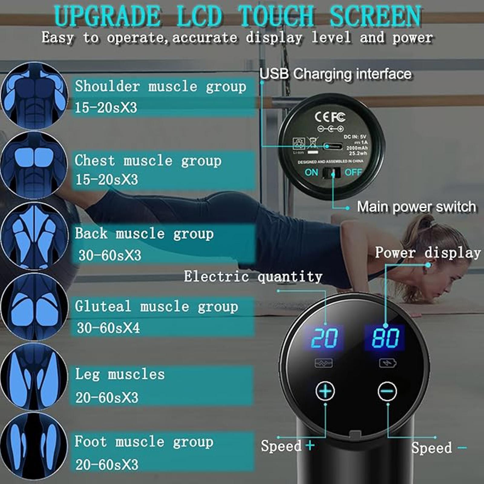 Other ELEFOR Massage Gun Handheld Multispeed Percussion Black 6 At Size ONE SIZE - 2 Thumbnail