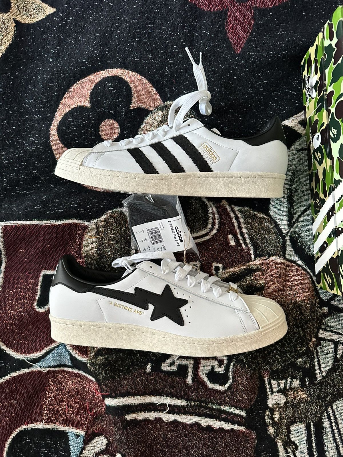 Adidas × Bape Bape x Adidas Superstar 80s Size US 11 / EU 44 - 4 Thumbnail