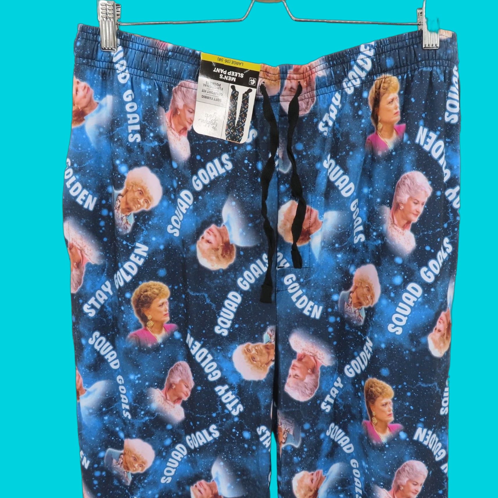 Vintage VINTAGE? No—Bioworld Space Golden Girls Pajama Pants L Blue син Size US 33 - 1 Thumbnail