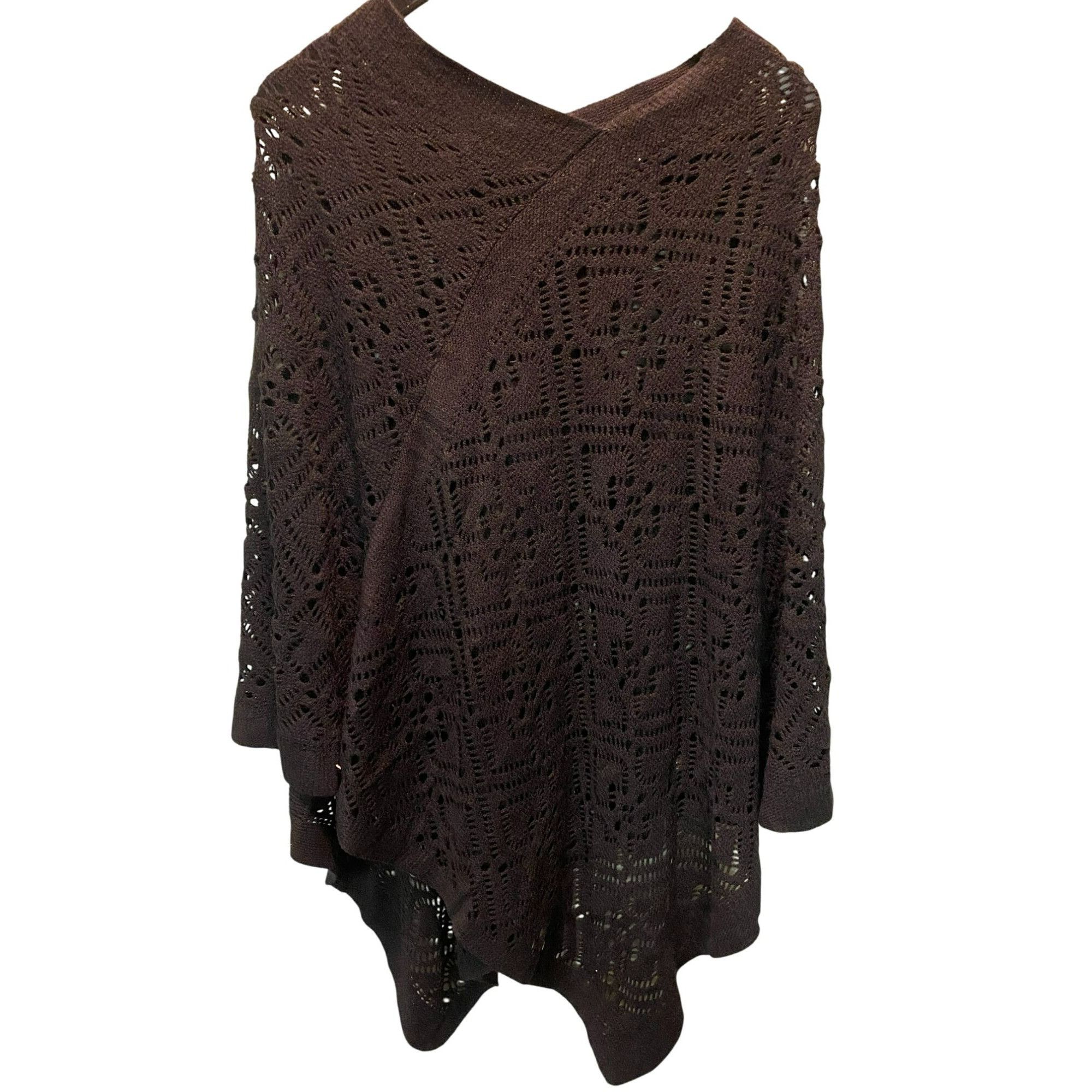 Other Crochet Patterned Knit Shawl For Women - Black Acrylic NWOT Size ONE SIZE - 1 Thumbnail