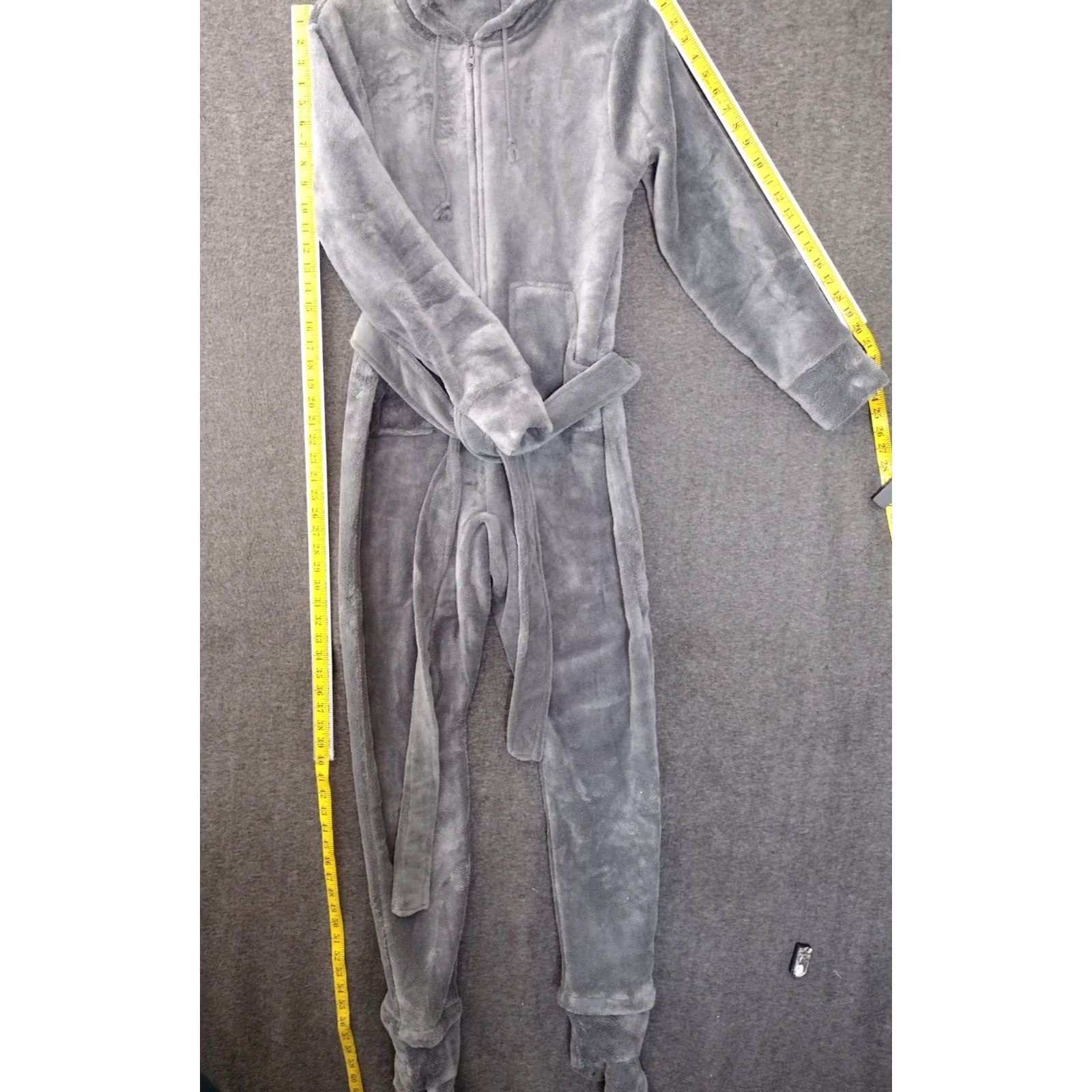 Vintage Alexander Del Rossa Women's S Fleece One Zee Pajamas Hooded Footed Gray One Piece XS? Size ONE SIZE - 4 Thumbnail