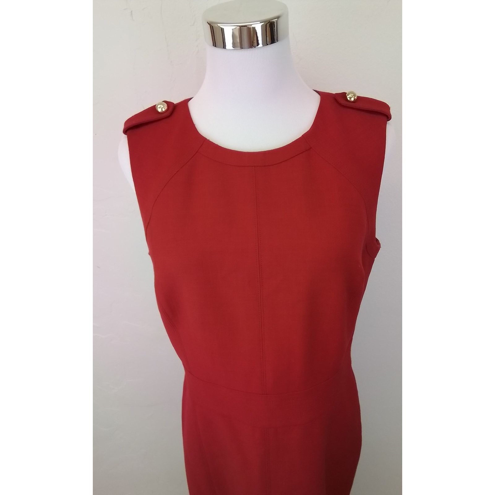 Tory Burch Tory Burch Sleeveless Pencil Dress Women's 8 Red Wool Blend Size M / US 6-8 / IT 42-44 - 4 Thumbnail
