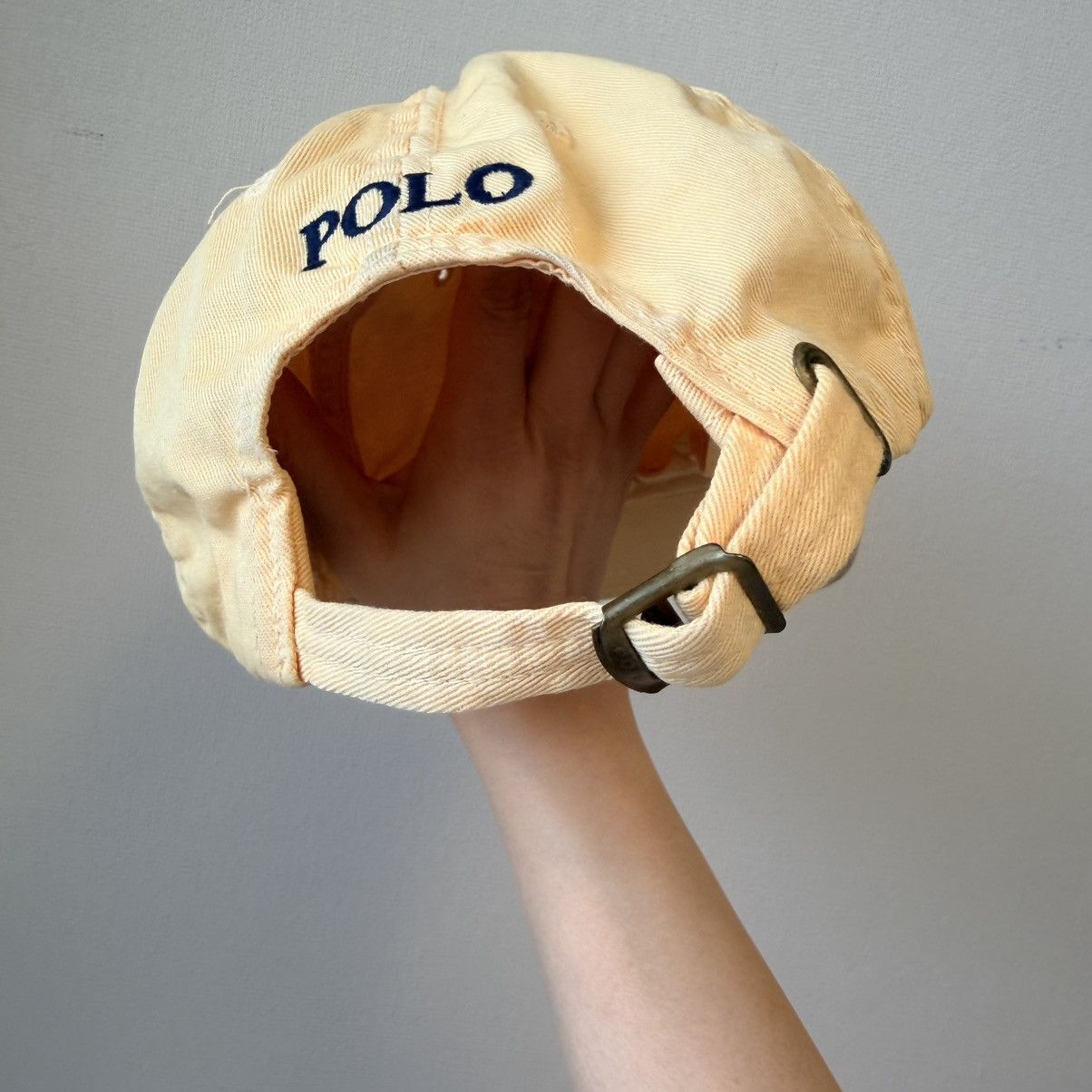 Polo Ralph Lauren Vintage Polo Ralph Lauren Yellow Chino Cap Navy Pony USA Size ONE SIZE - 7 Thumbnail