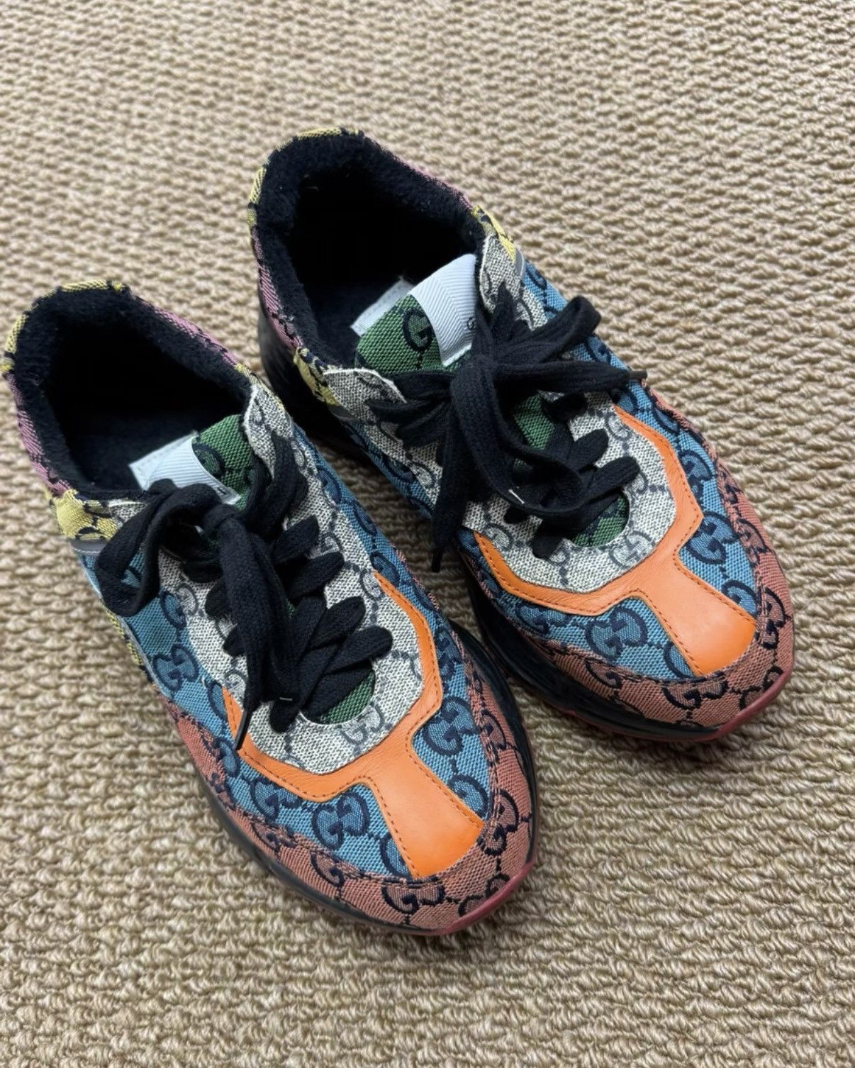 Gucci Gucci Mixed Canvas Printed Sneakers 663681 2UZK0 7072 K37 Size US 7 / IT 37 - 1 Thumbnail