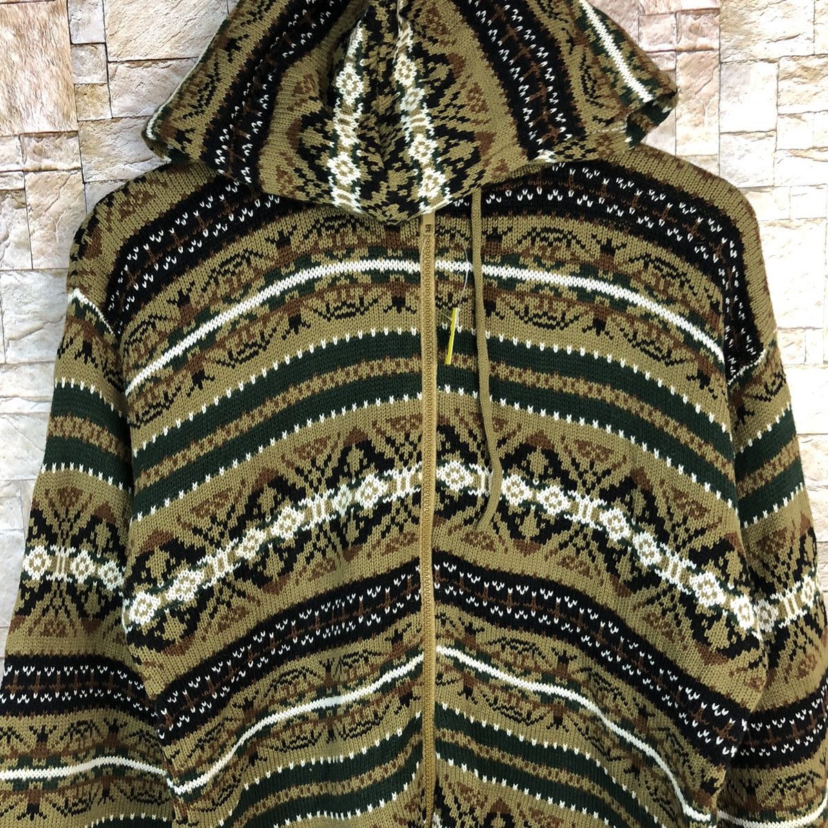 Homespun Knitwear Studio Canal art design Green Hoodie sweater #A427 Size US M / EU 48-50 / 2 - 5 Thumbnail