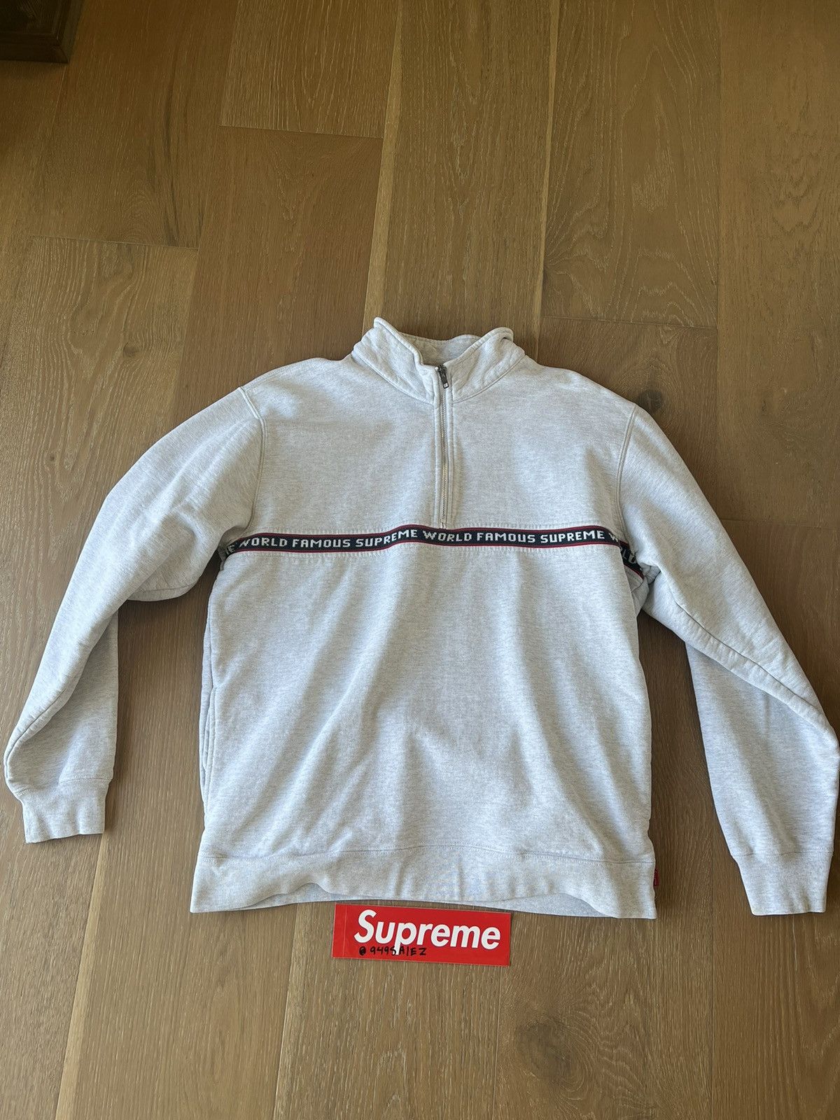 image of Supreme World Famous Quarter Zip in Grey, Men's (Size XL)