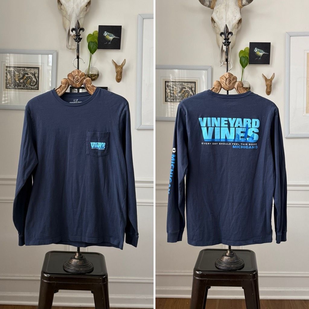 Vineyard Vines Vineyard Vines Michigan Long Sleeve Pocket Cotton Tshirt M Size US M / EU 48-50 / 2 - 1 Thumbnail