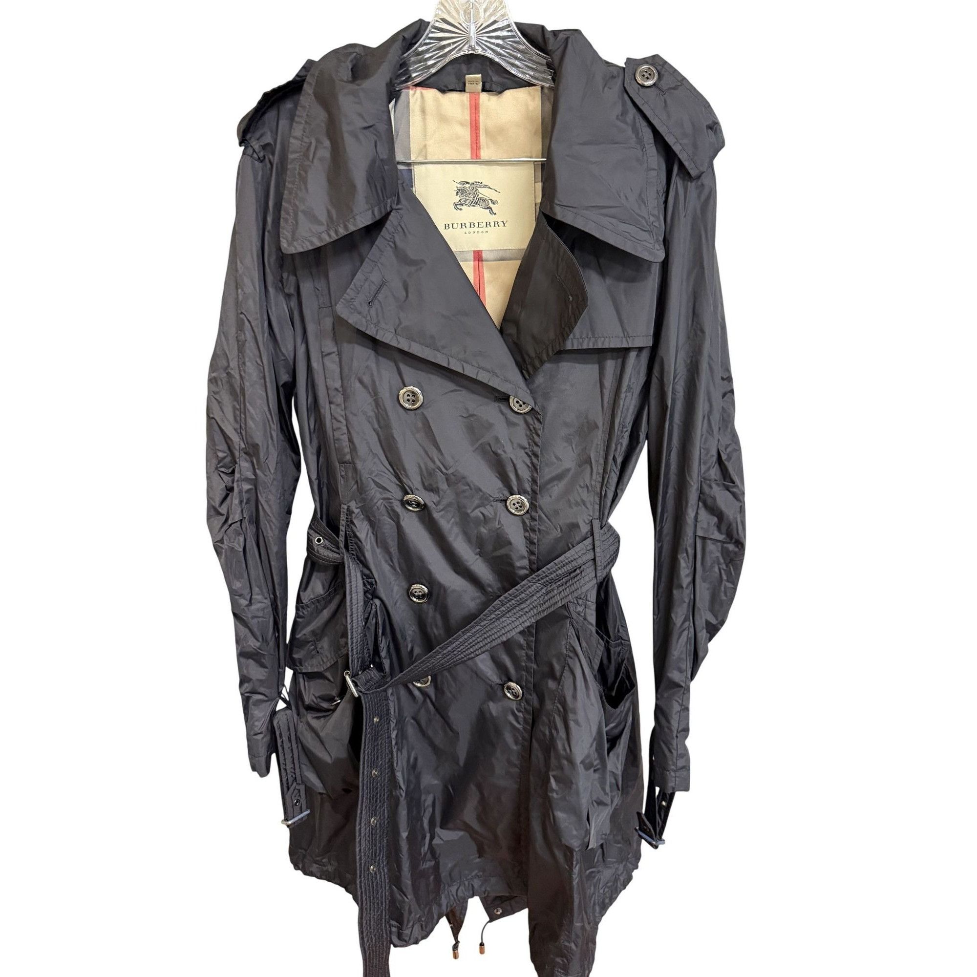 Burberry Burberry London Womens Black Double-Breasted Trench Coat Bel Size L / US 10 / IT 46 - 1 Thumbnail