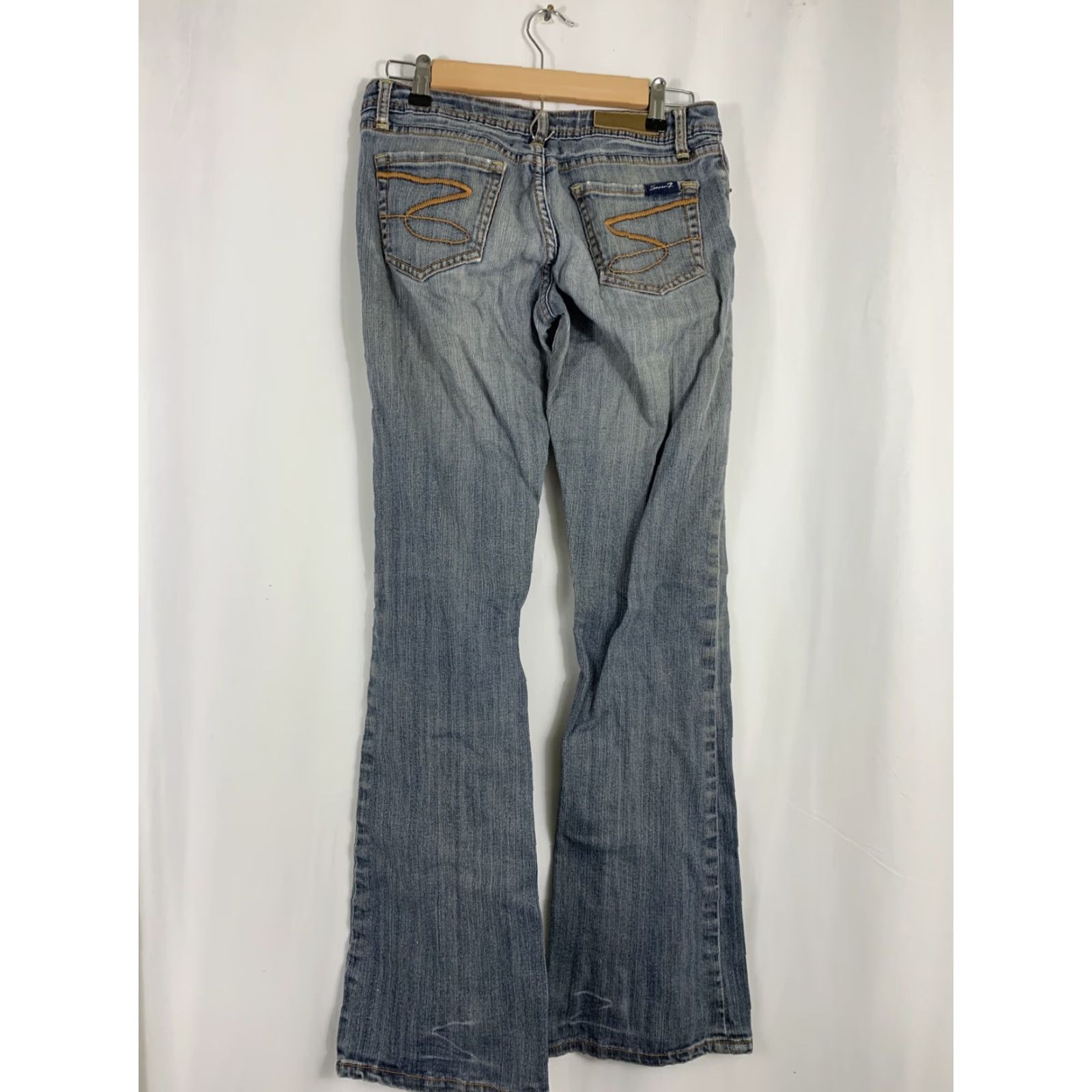 Vintage Seven7 Womens Size 30 Light Wash Flare Low Rise Jeans 33 Inseam Denim Blue Shirts? Size 30" / US 8 / IT 44 - 7 Thumbnail