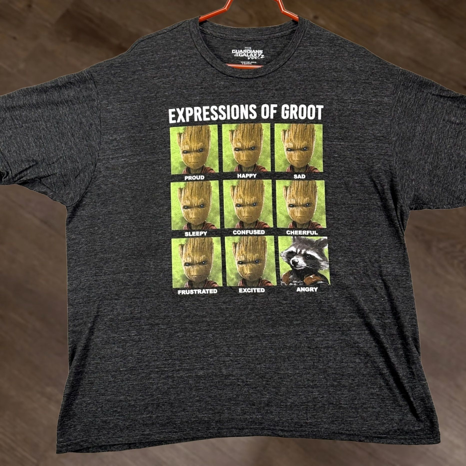 Vintage Marvel T-Shirt Men Guardian Of The Galaxy Vol. 2 Groot Short Sleeve Tee 2X Black Size US XXL / EU 58 / 5 - 1 Thumbnail