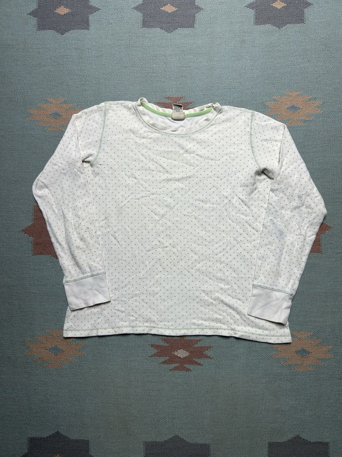 Vintage Vtg LL Bean waffle knit thermal shirt polka dots base large Size L / US 10 / IT 46 - 1 Thumbnail