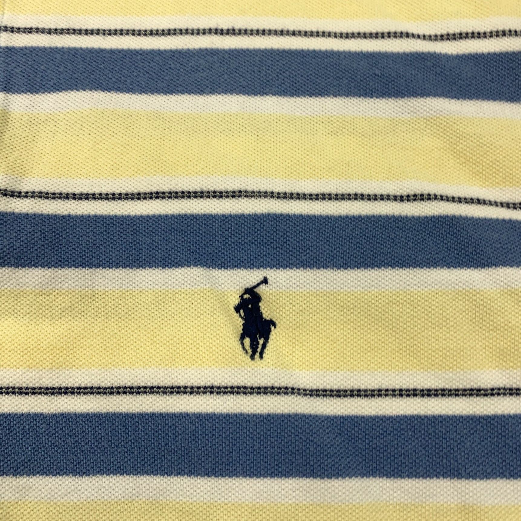 Polo Ralph Lauren VINTAGE Polo Ralph Lauren Polo Shirt Mens XL Yellow Blue Striped Short Sleeve Pony Size US XL / EU 56 / 4 - 2 Thumbnail