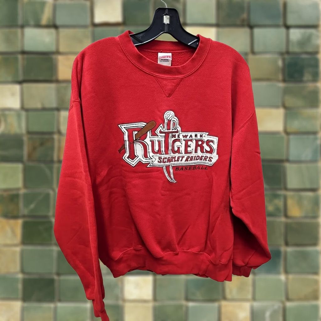 Soffe VINTAGE Rutgers Baseball Mens Large Sweatshirt Scarlet Knights Team 90s Soffe Hoodie Pullover Crew Neck Red Logo Size US L / EU 52-54 / 3 - 1 Thumbnail