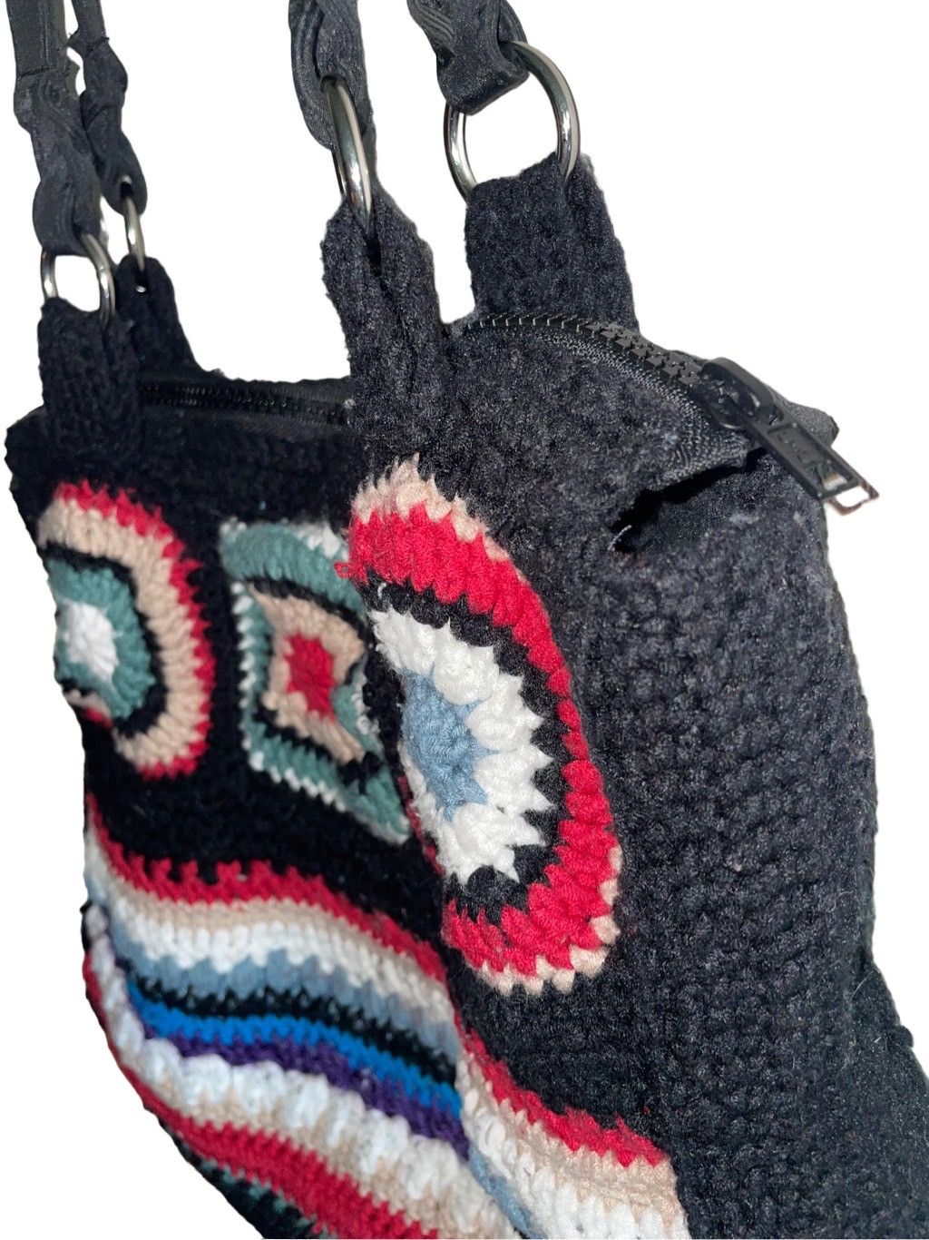 Vintage Vintage Patchwork Crochet Hand Knit Tote Size ONE SIZE - 4 Thumbnail