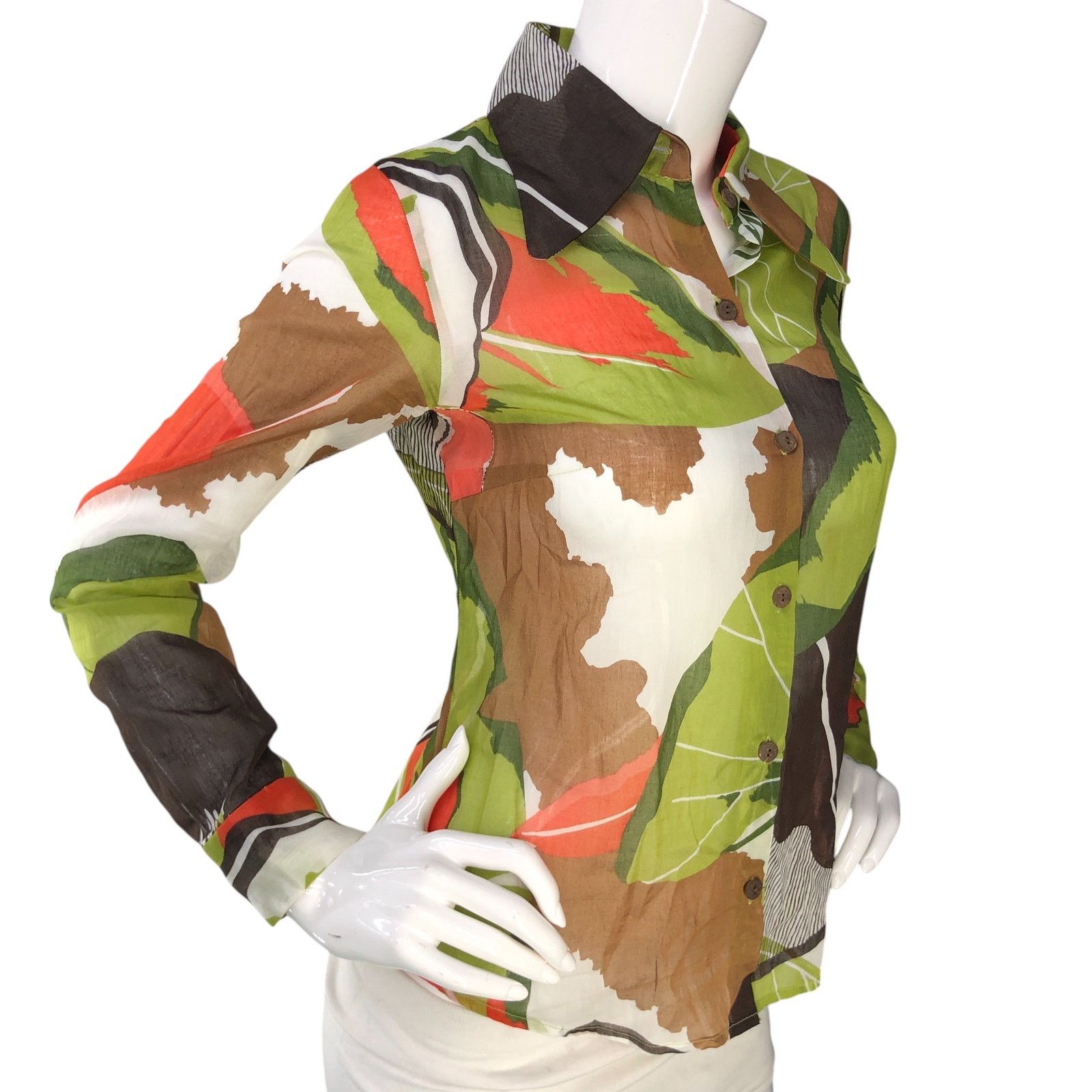 MILLY Milly Size 6 Top Button Front Shirt Large Collar 70's Style Size M / US 6-8 / IT 42-44 - 10 Thumbnail