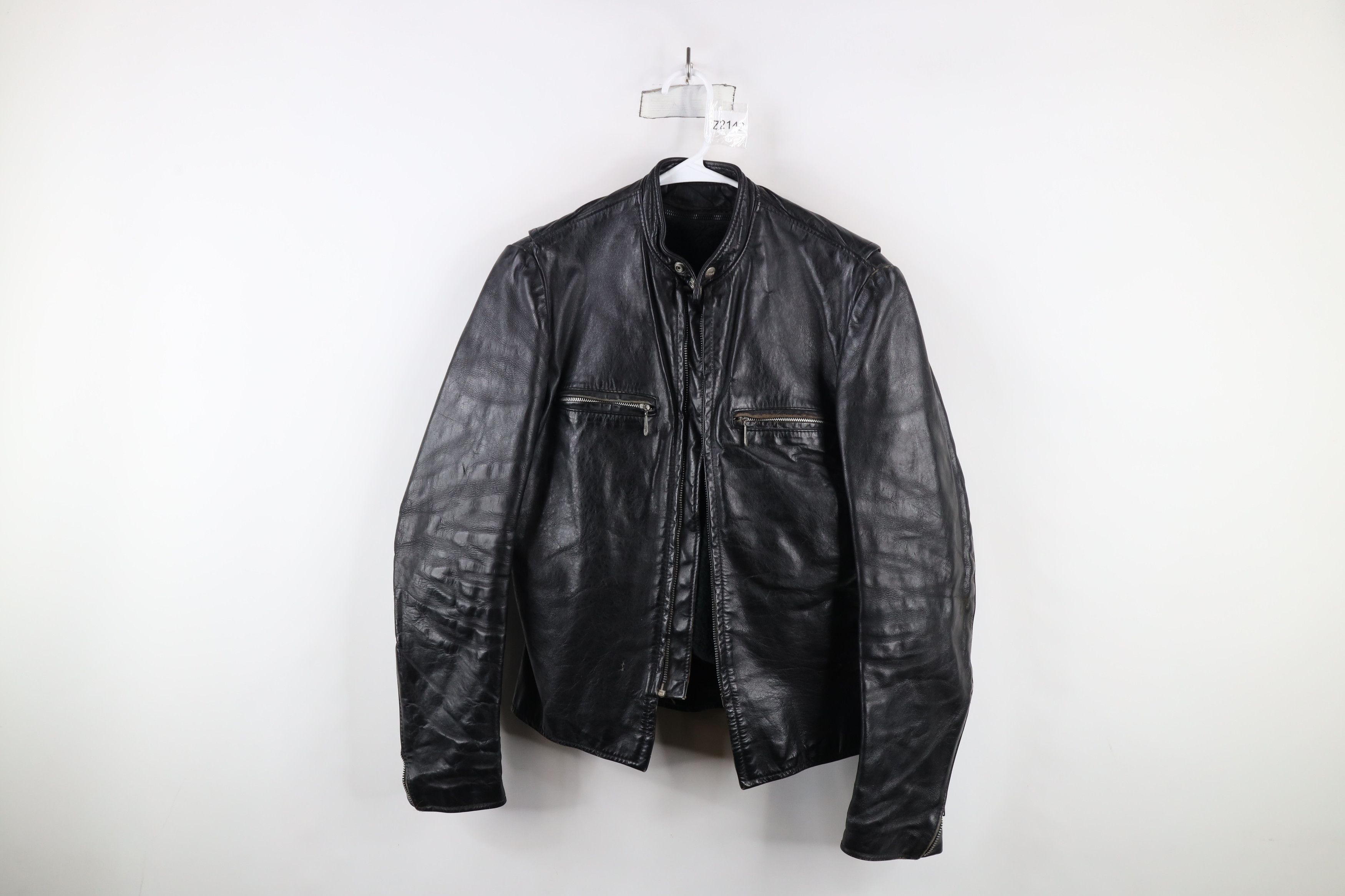 Vintage 60s 70s Streetwear Leather Cafe Racer Jacket USA