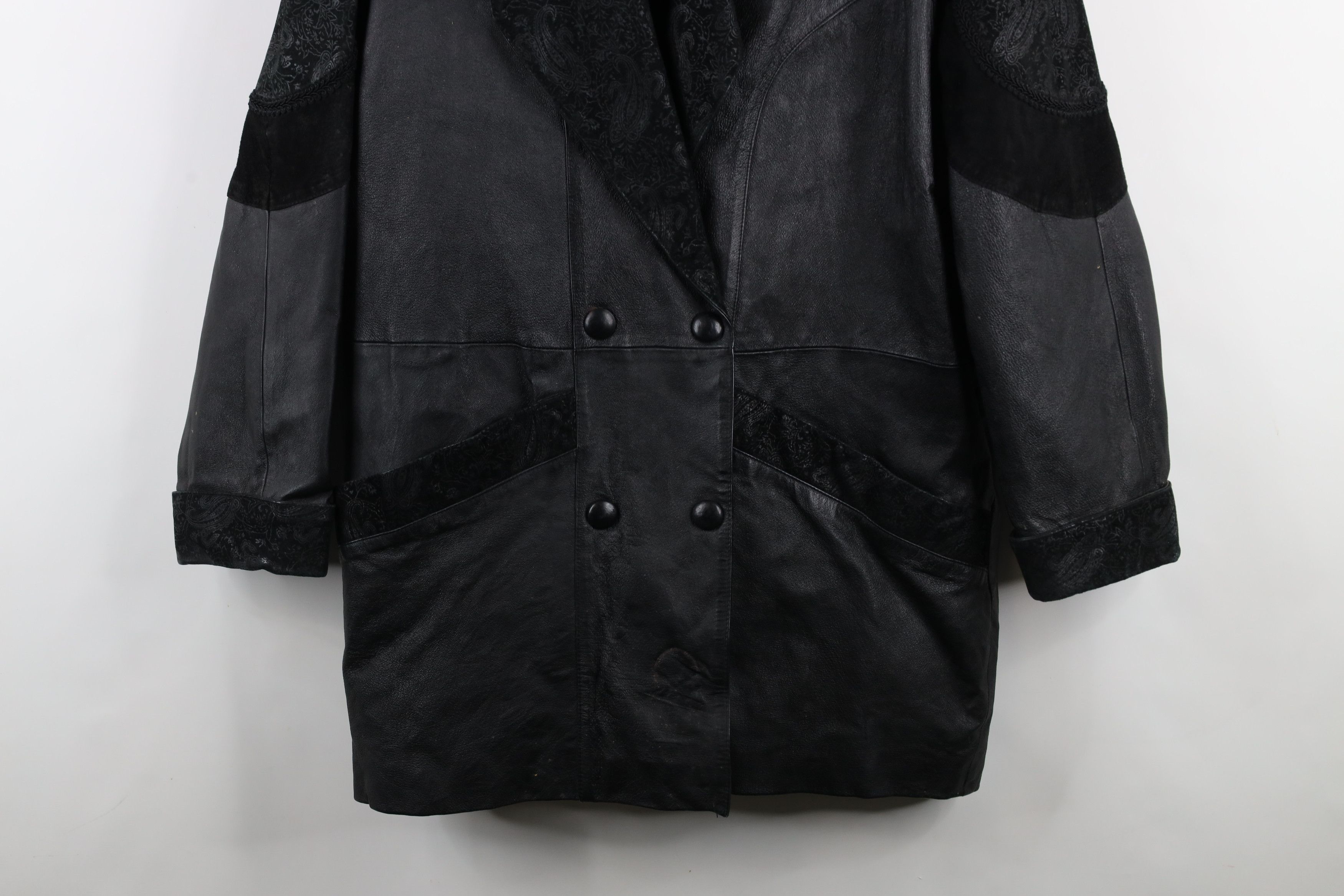 Vintage Vintage 90s Streetwear Goth Paisley Leather Jacket Black Size L / US 10 / IT 46 - 3 Thumbnail