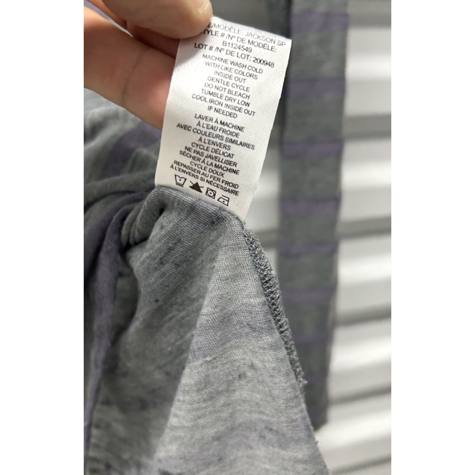 Theory Womens Theory Jackson Grey/Purple Stripe Ultra Thin LongSleeve Blouse Top Size S Size S / US 4 / IT 40 - 8 Thumbnail