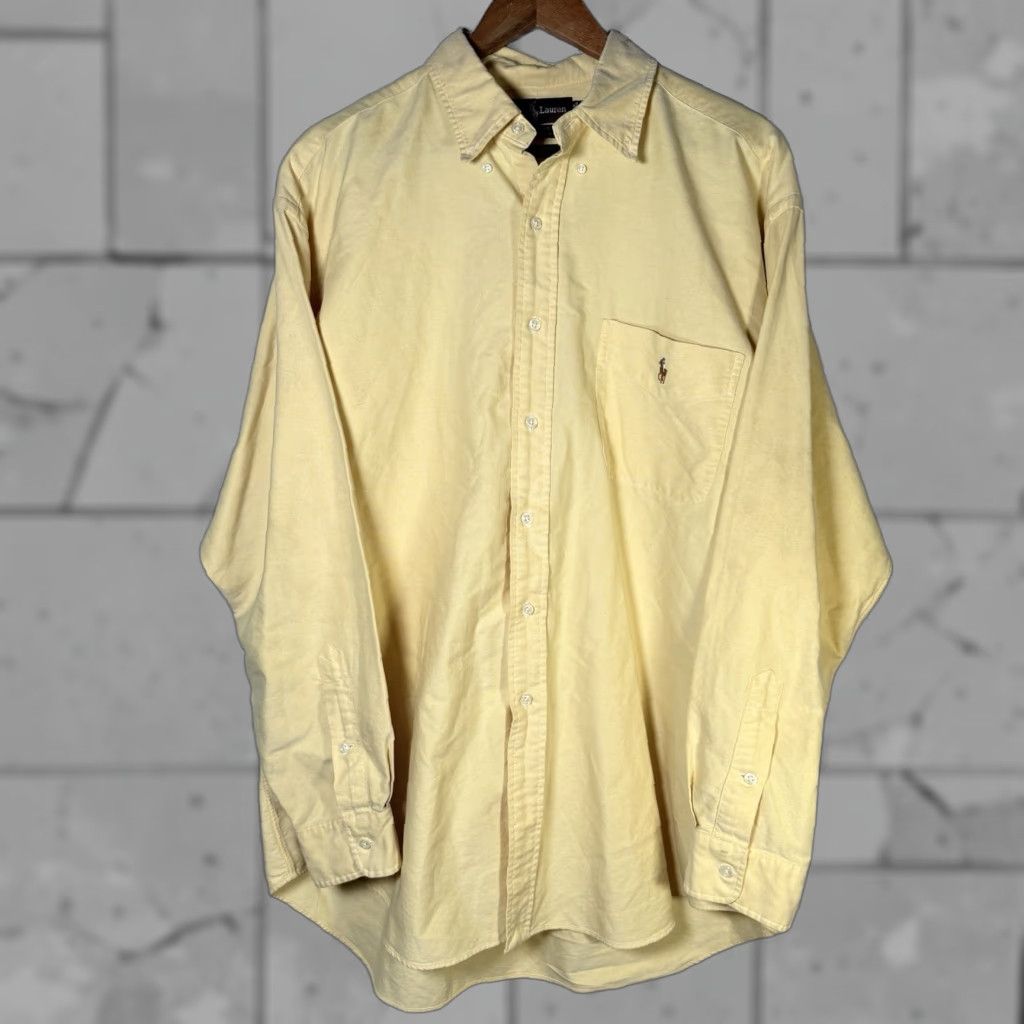Ralph Lauren VINTAGE Ralph Lauren Men's Cotton Long Sleeve Button-Down Shirt Size Large Yellow Casual Size US L / EU 52-54 / 3 - 1 Thumbnail